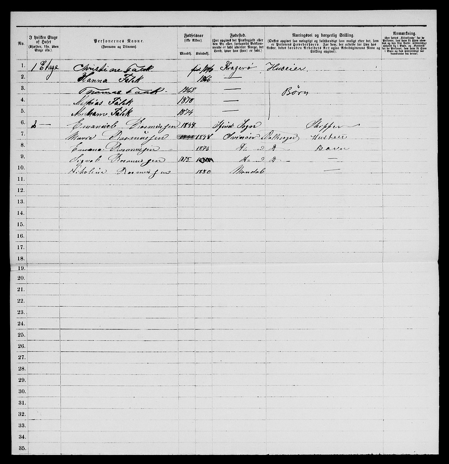 SAKO, 1885 census for 0801 Kragerø, 1885, p. 138