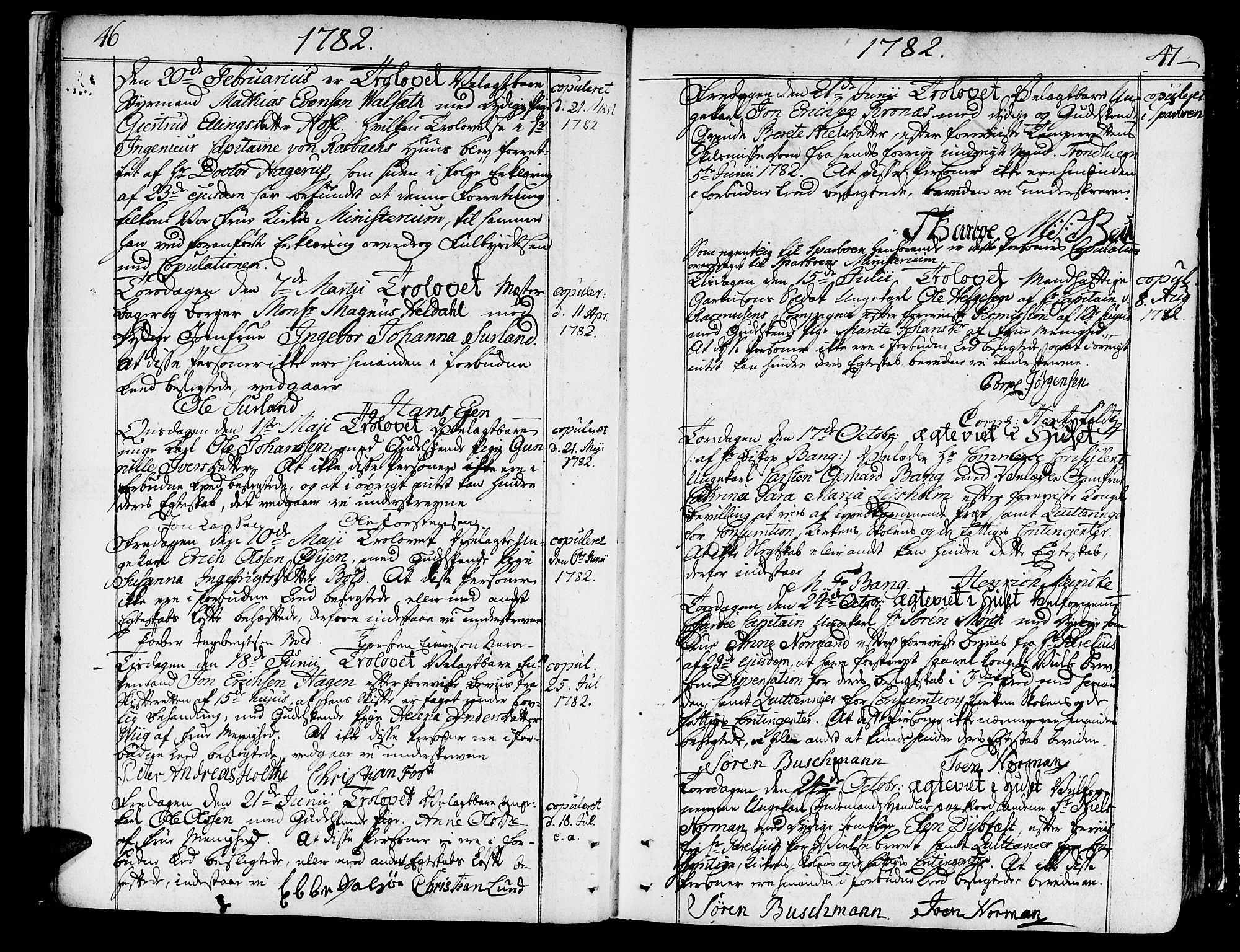 Ministerialprotokoller, klokkerbøker og fødselsregistre - Sør-Trøndelag, SAT/A-1456/602/L0105: Parish register (official) no. 602A03, 1774-1814, p. 46-47