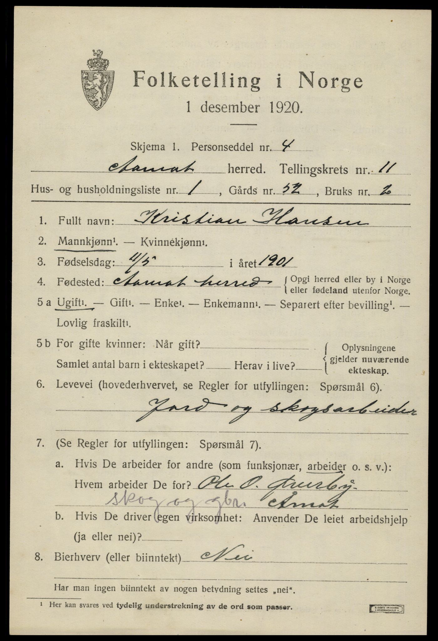 SAH, 1920 census for Åmot, 1920, p. 9417