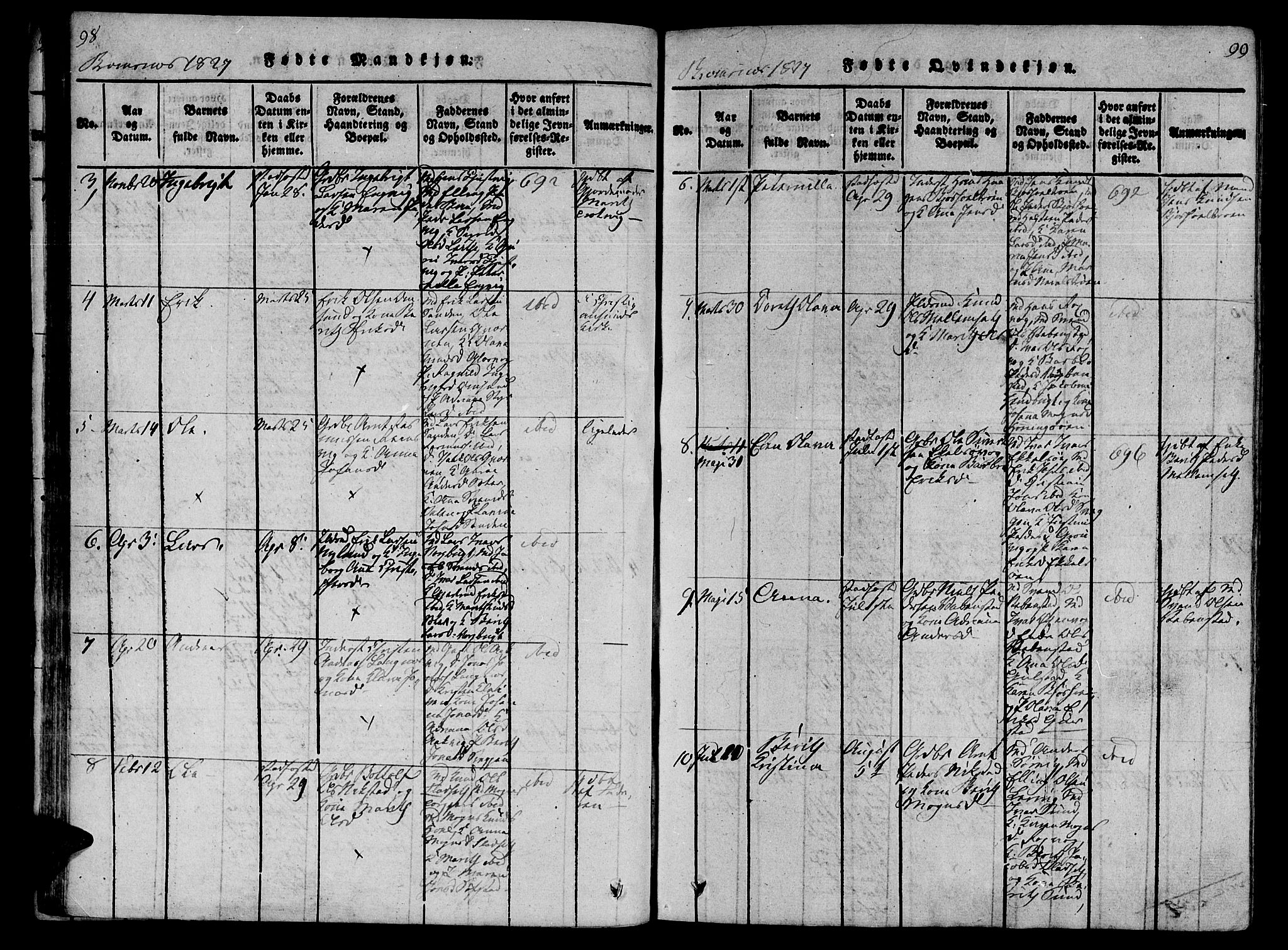 Ministerialprotokoller, klokkerbøker og fødselsregistre - Møre og Romsdal, AV/SAT-A-1454/568/L0800: Parish register (official) no. 568A09 /2, 1820-1830, p. 98-99