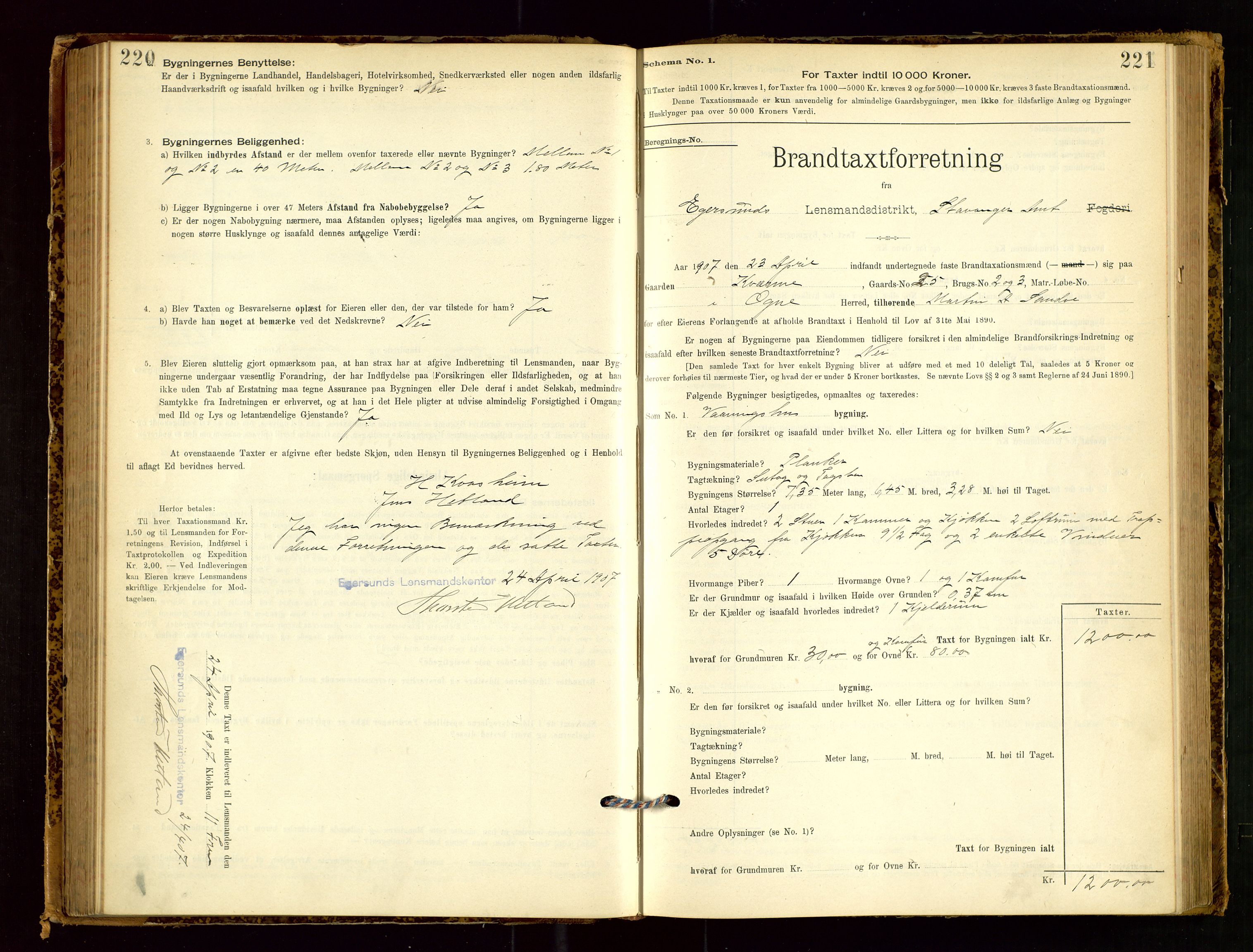 Eigersund lensmannskontor, AV/SAST-A-100171/Gob/L0001: Skjemaprotokoll, 1894-1909, p. 220-221