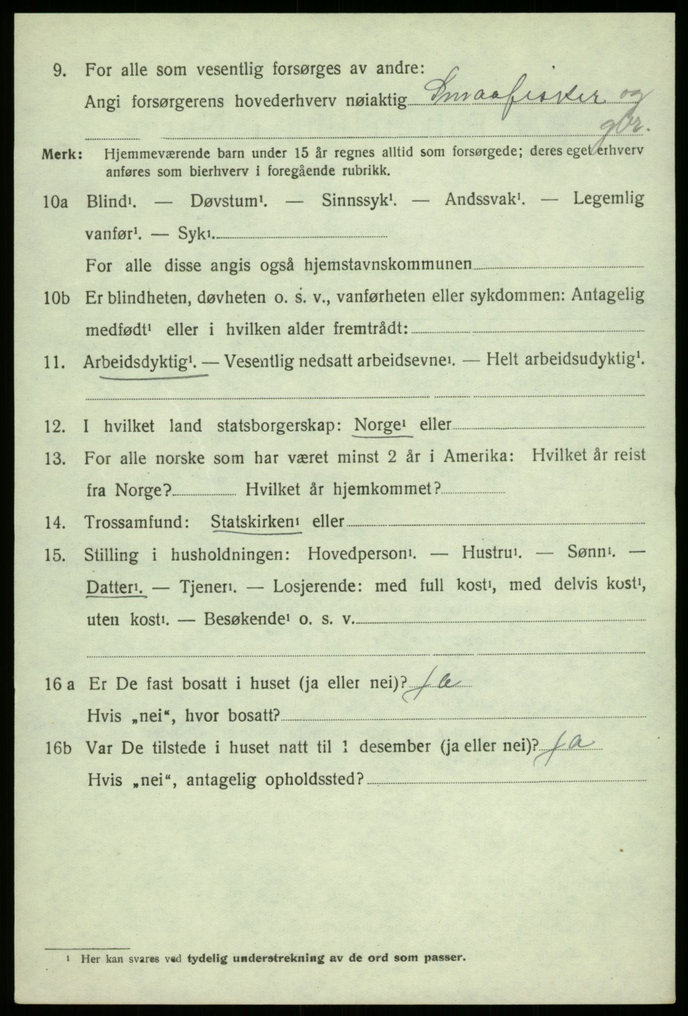 SAB, 1920 census for Os, 1920, p. 2937