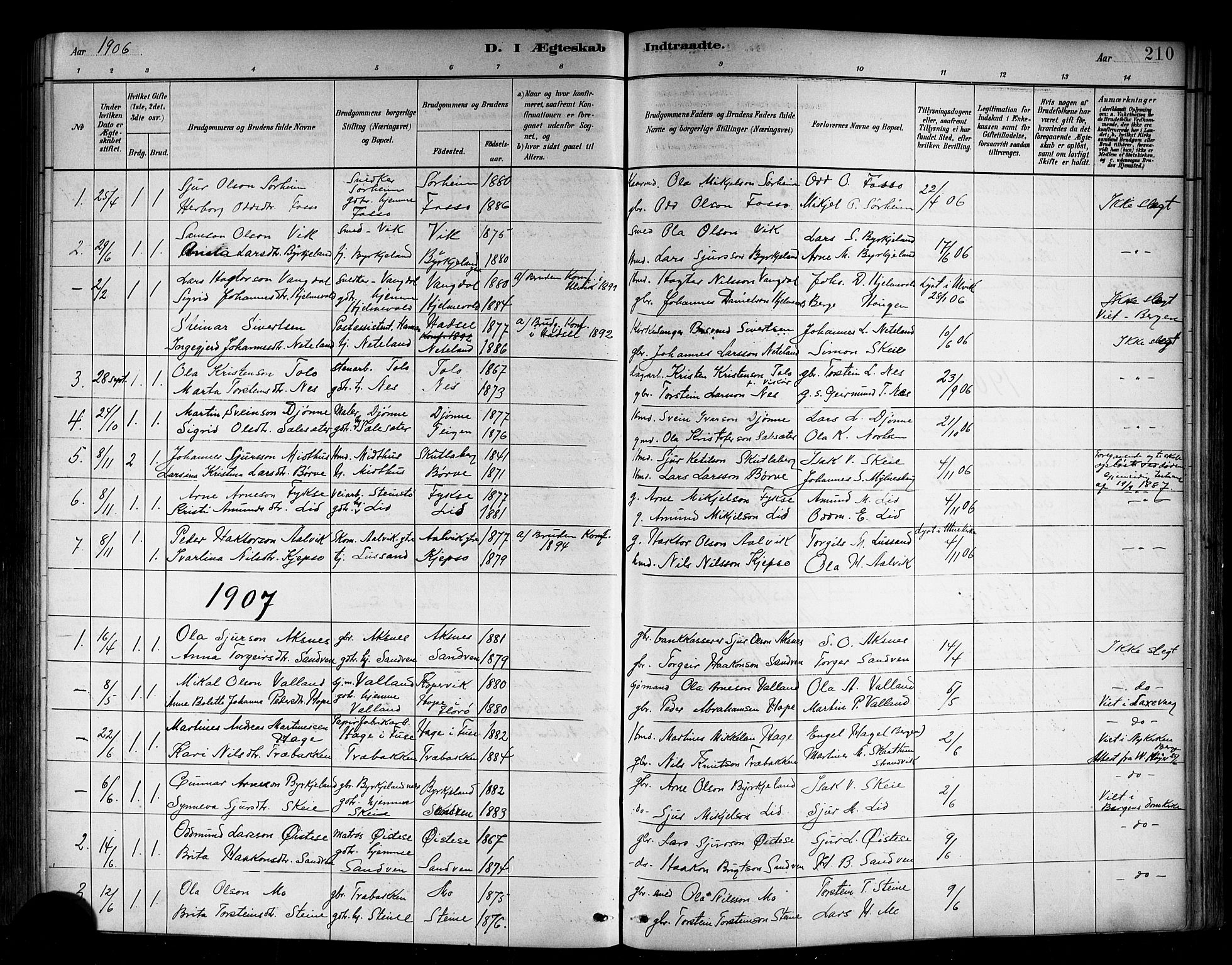 Kvam sokneprestembete, SAB/A-76201/H/Hab: Parish register (copy) no. B 3, 1884-1916, p. 210