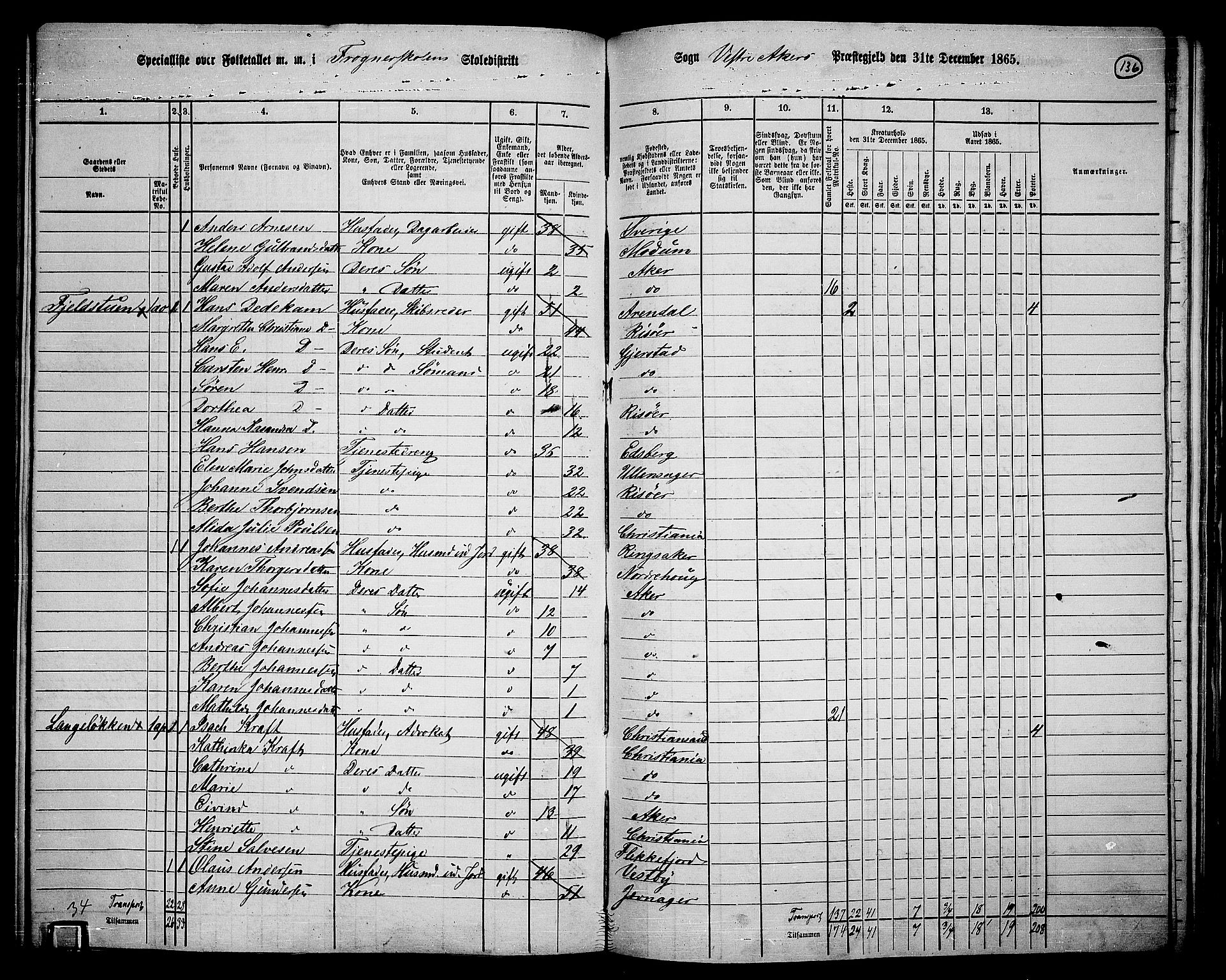 RA, 1865 census for Vestre Aker, 1865, p. 300