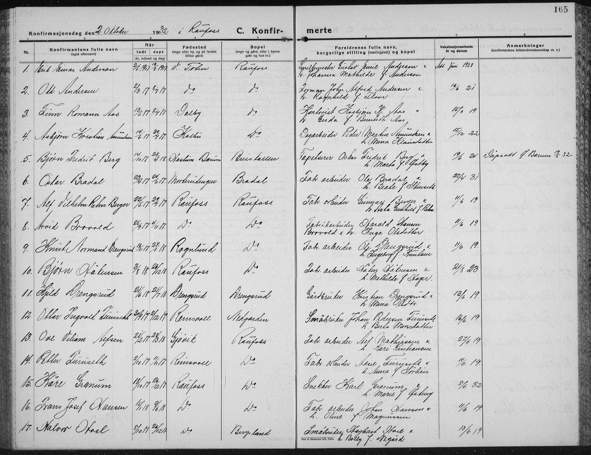 Vestre Toten prestekontor, AV/SAH-PREST-108/H/Ha/Hab/L0018: Parish register (copy) no. 18, 1928-1941, p. 165