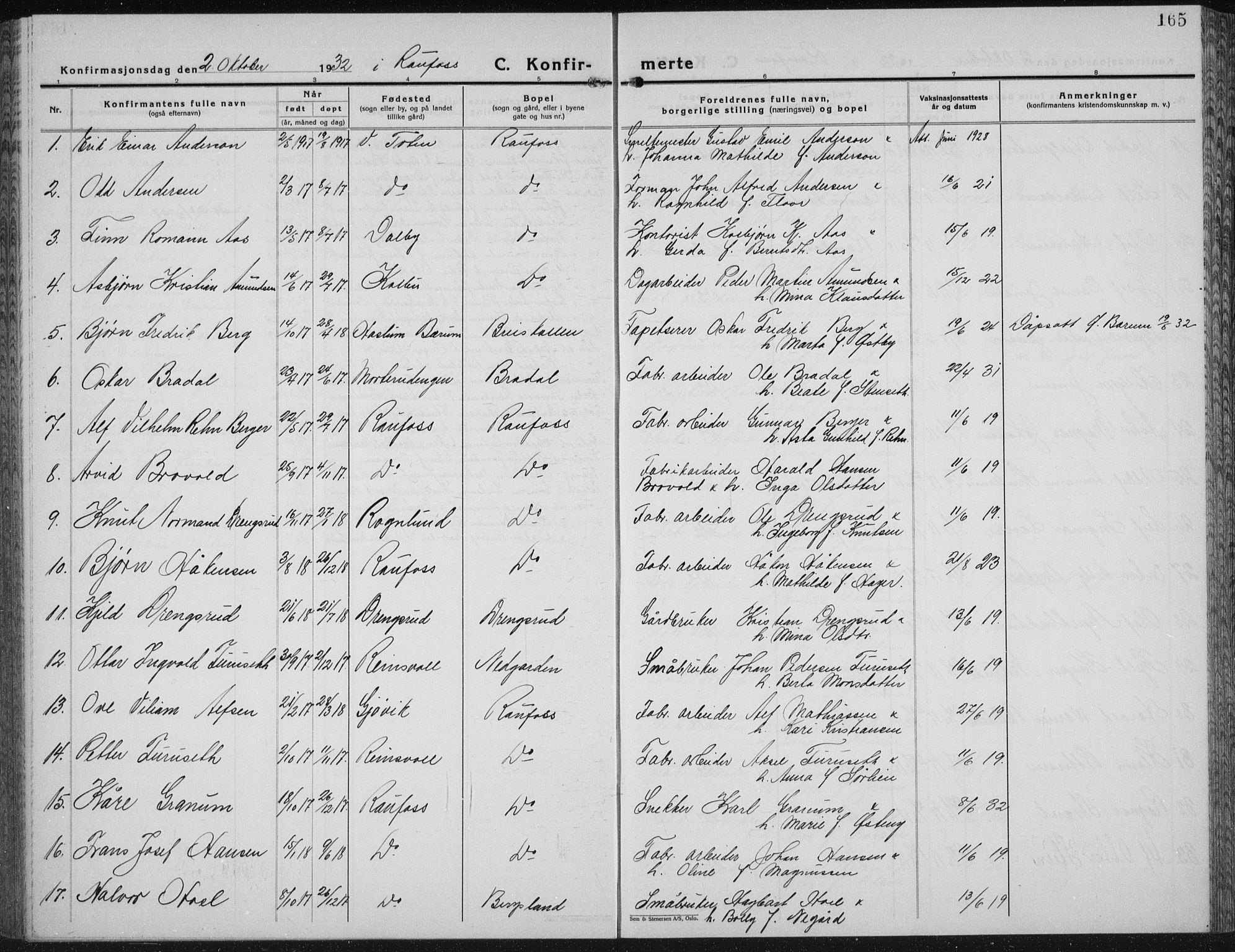 Vestre Toten prestekontor, SAH/PREST-108/H/Ha/Hab/L0018: Parish register (copy) no. 18, 1928-1941, p. 165