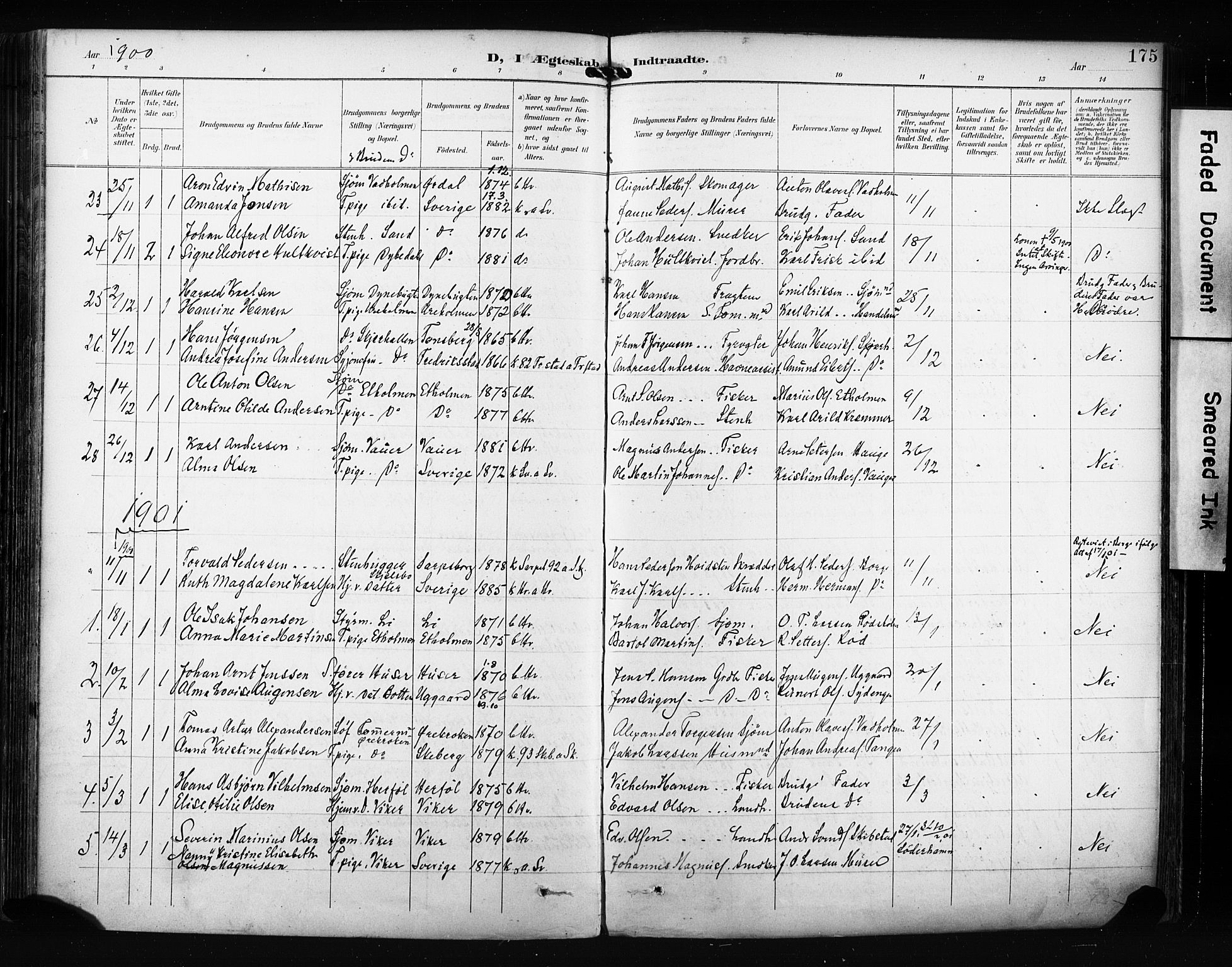 Hvaler prestekontor Kirkebøker, AV/SAO-A-2001/F/Fa/L0009: Parish register (official) no. I 9, 1895-1906, p. 175