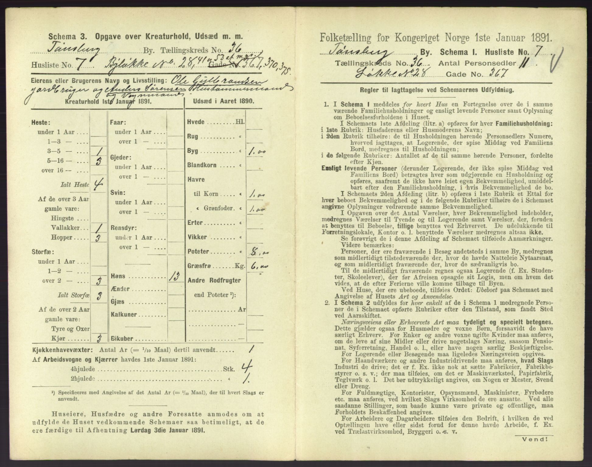 RA, 1891 census for 0705 Tønsberg, 1891, p. 1040