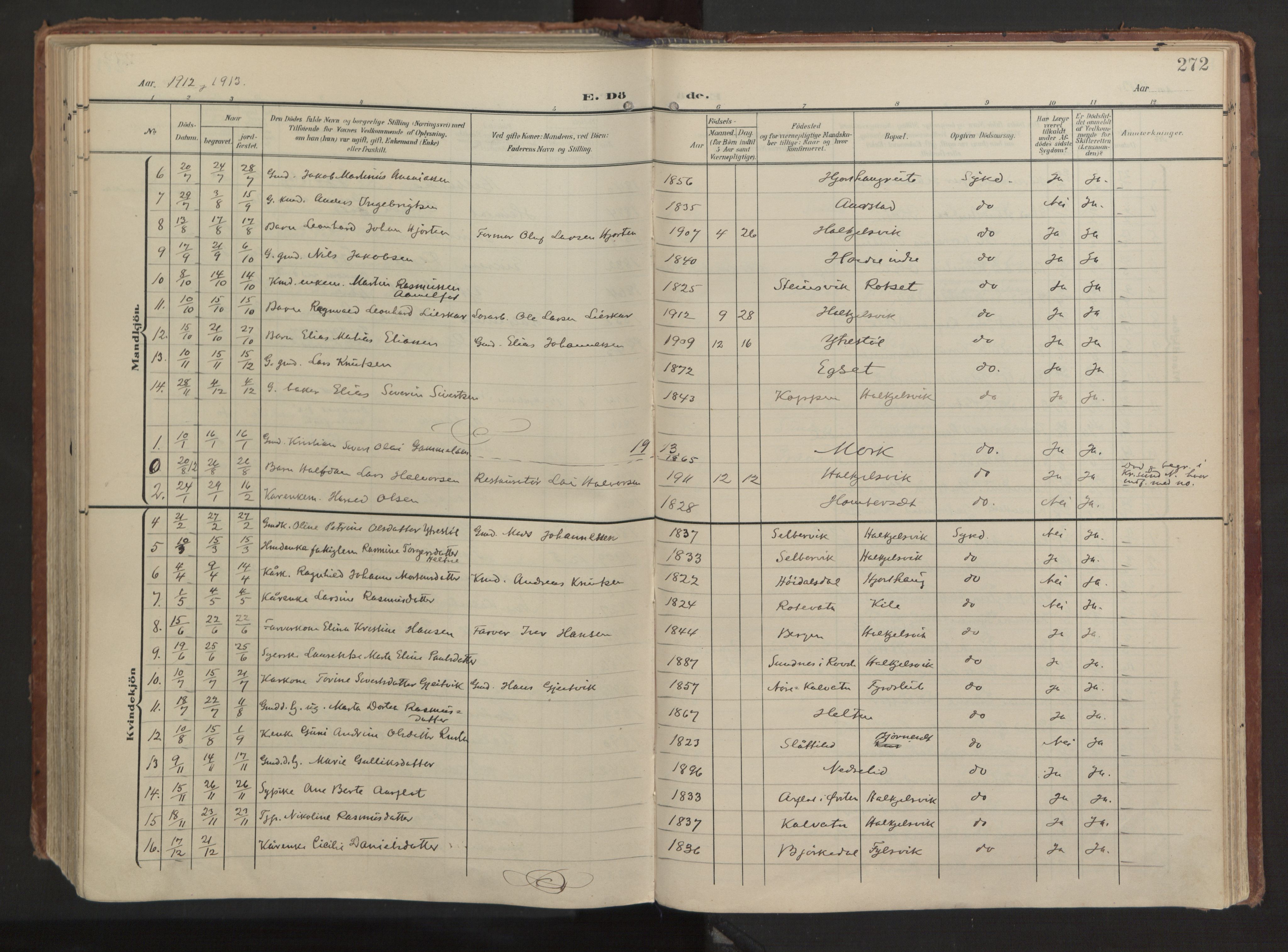 Ministerialprotokoller, klokkerbøker og fødselsregistre - Møre og Romsdal, AV/SAT-A-1454/511/L0144: Parish register (official) no. 511A11, 1906-1923, p. 272