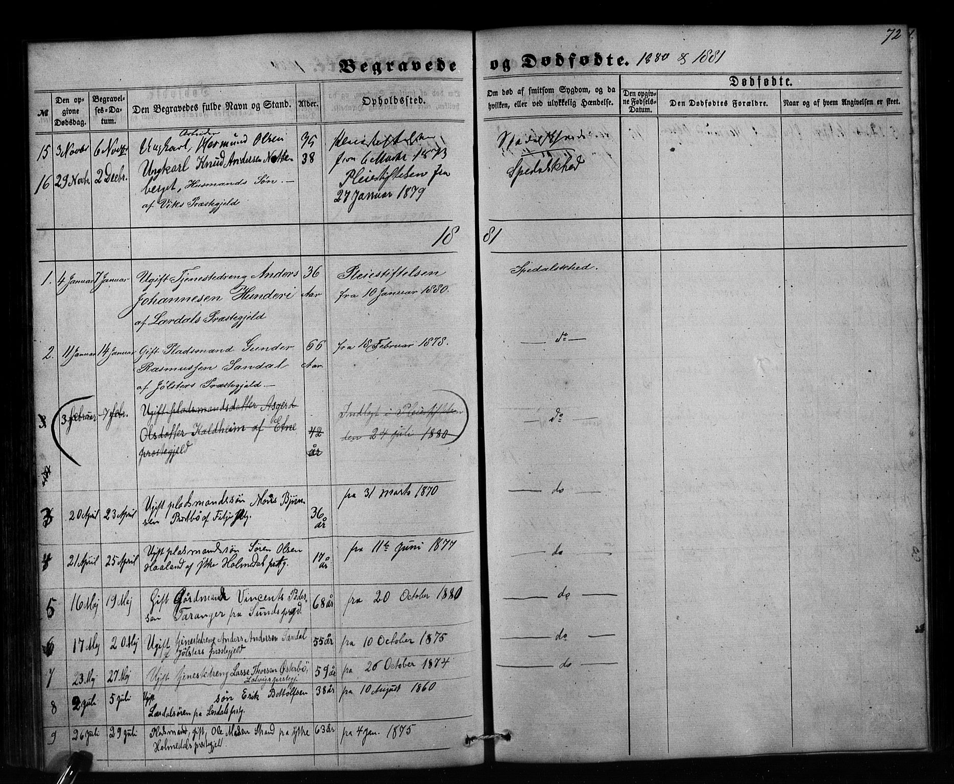 Pleiestiftelsen nr. 1 for spedalske sokneprestembete*, SAB/-: Parish register (official) no. A 1, 1859-1886, p. 72