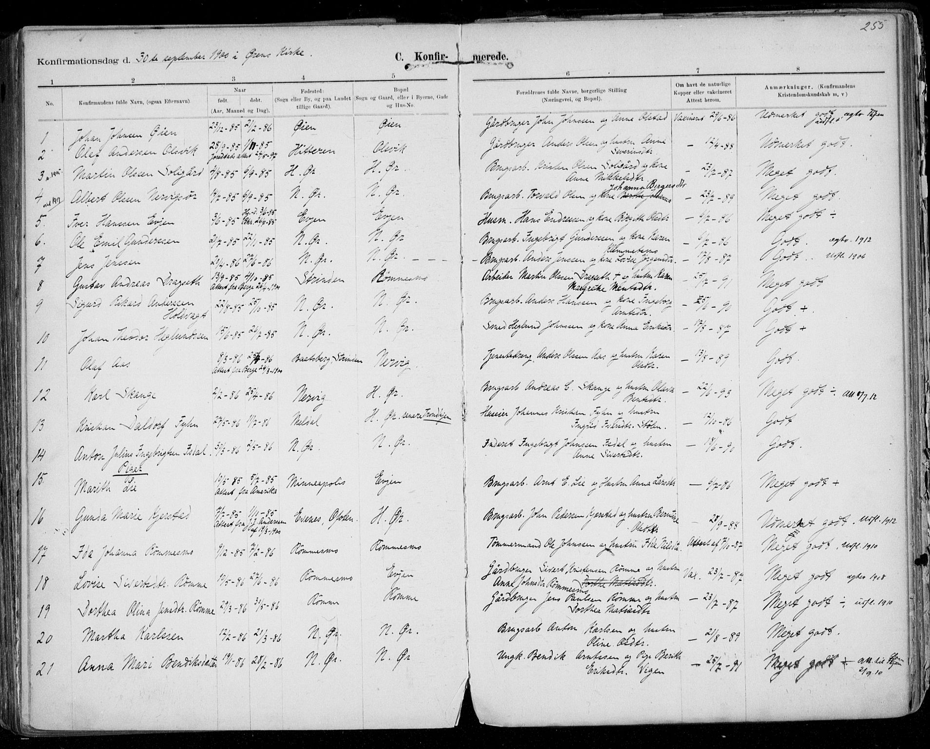 Ministerialprotokoller, klokkerbøker og fødselsregistre - Sør-Trøndelag, SAT/A-1456/668/L0811: Parish register (official) no. 668A11, 1894-1913, p. 255