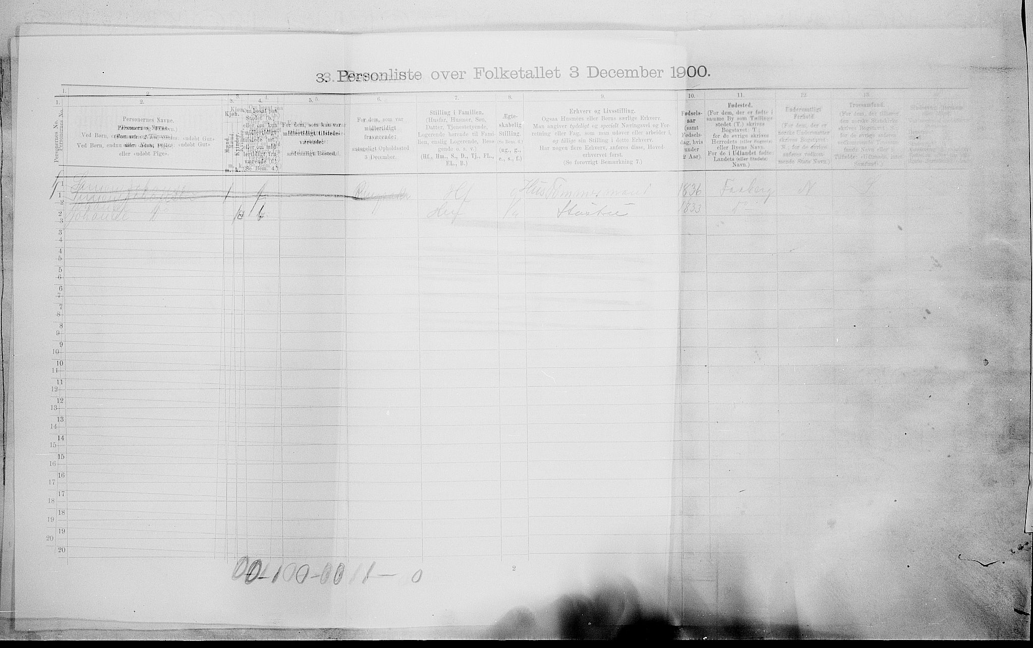 SAH, 1900 census for Lillehammer, 1900, p. 713