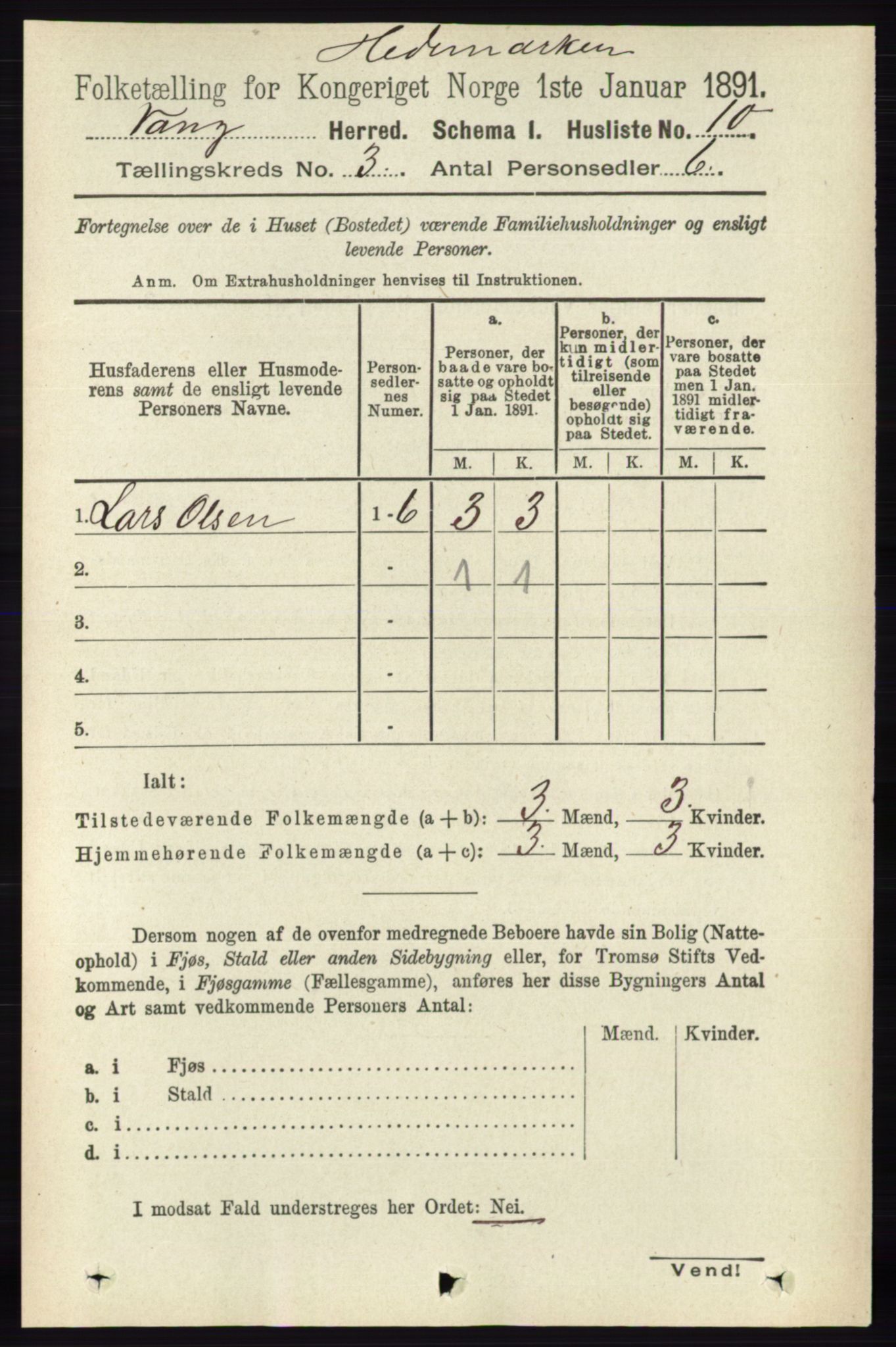 RA, 1891 census for 0414 Vang, 1891, p. 1759