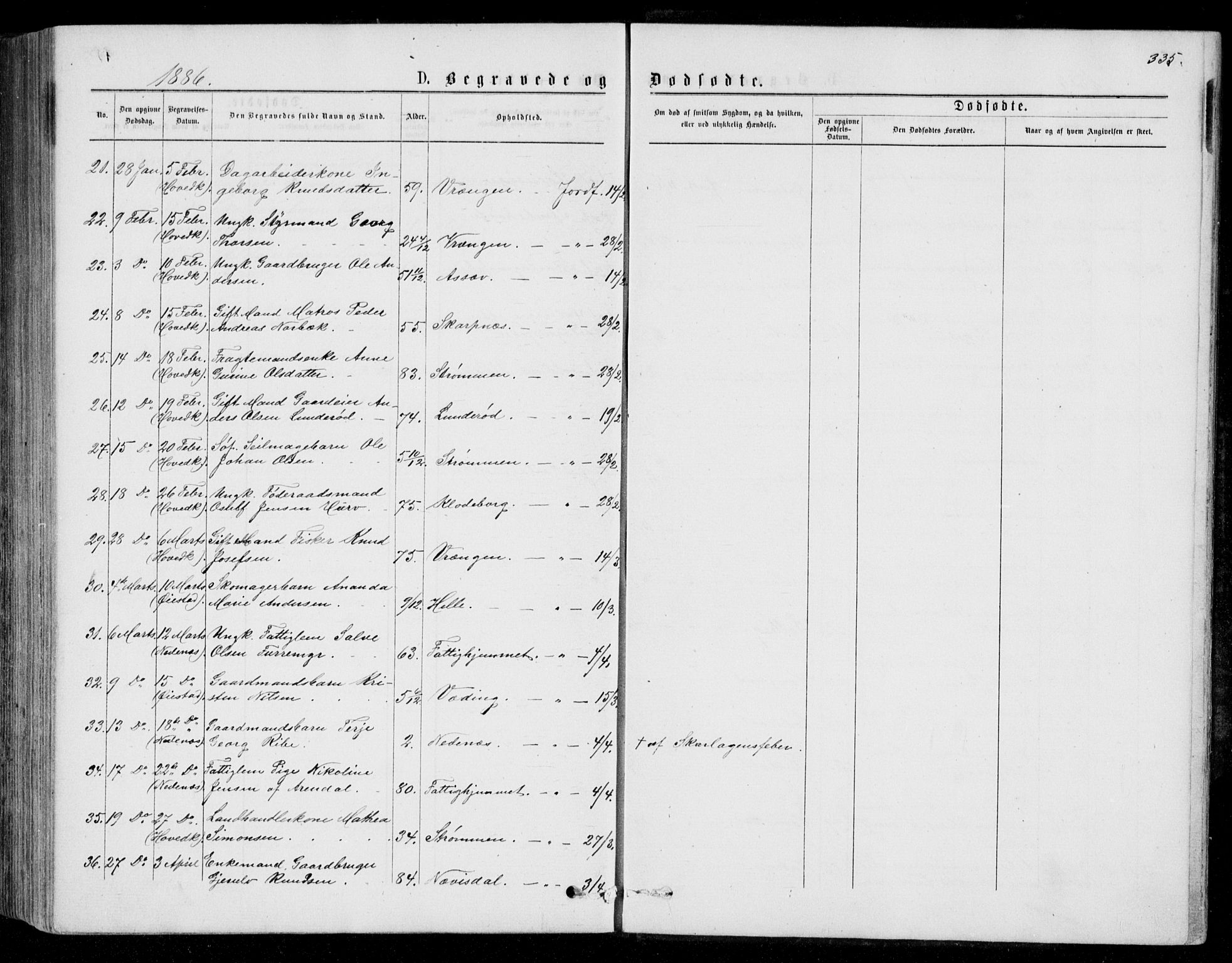 Øyestad sokneprestkontor, AV/SAK-1111-0049/F/Fb/L0008: Parish register (copy) no. B 8, 1872-1886, p. 335