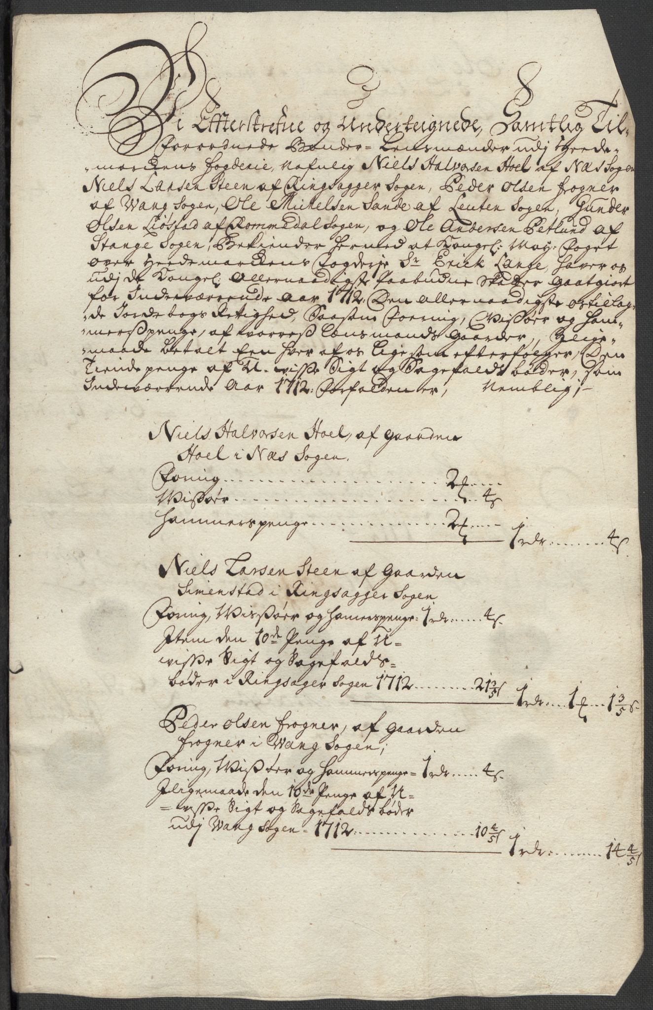 Rentekammeret inntil 1814, Reviderte regnskaper, Fogderegnskap, AV/RA-EA-4092/R16/L1049: Fogderegnskap Hedmark, 1712, p. 276