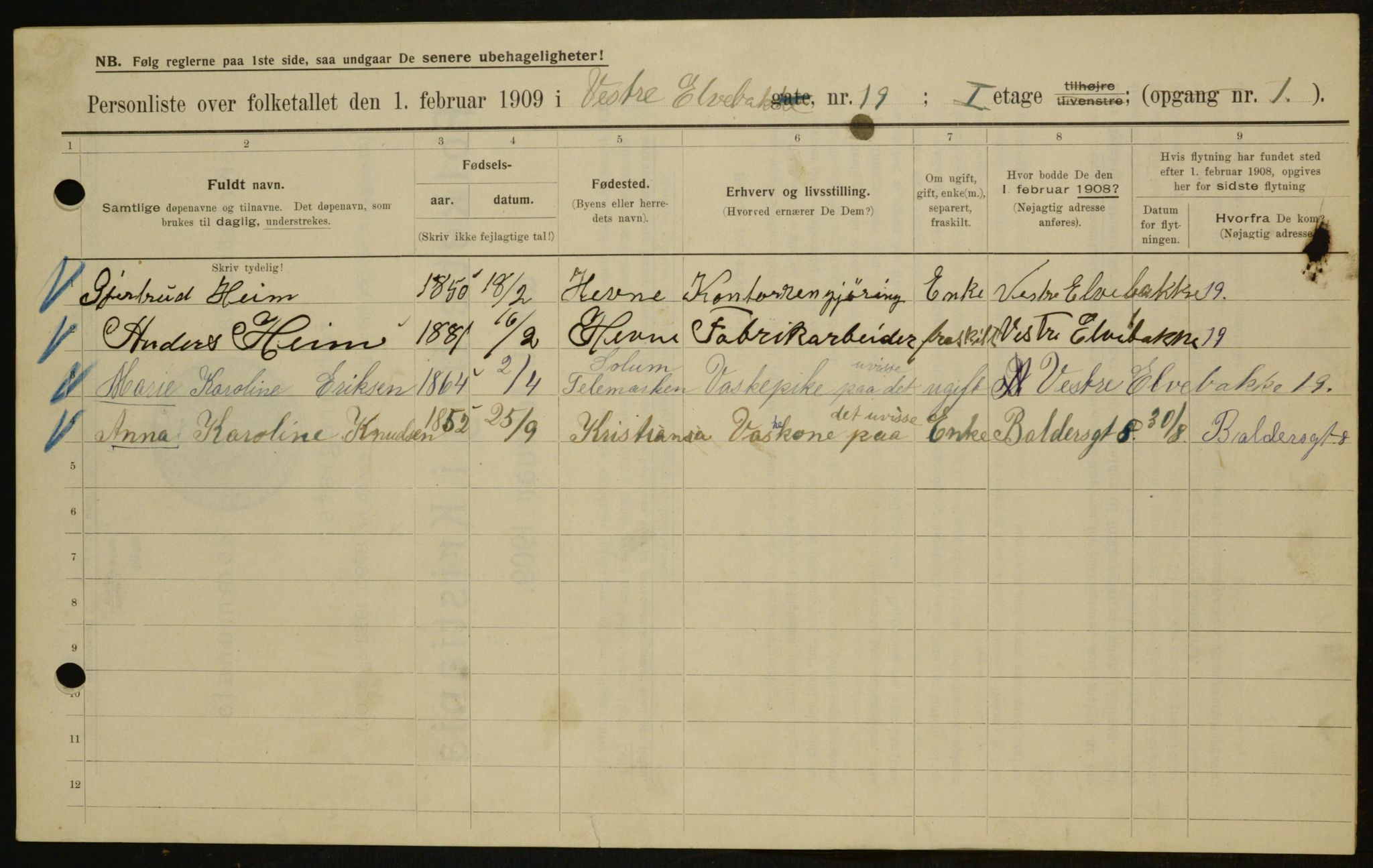 OBA, Municipal Census 1909 for Kristiania, 1909, p. 111178