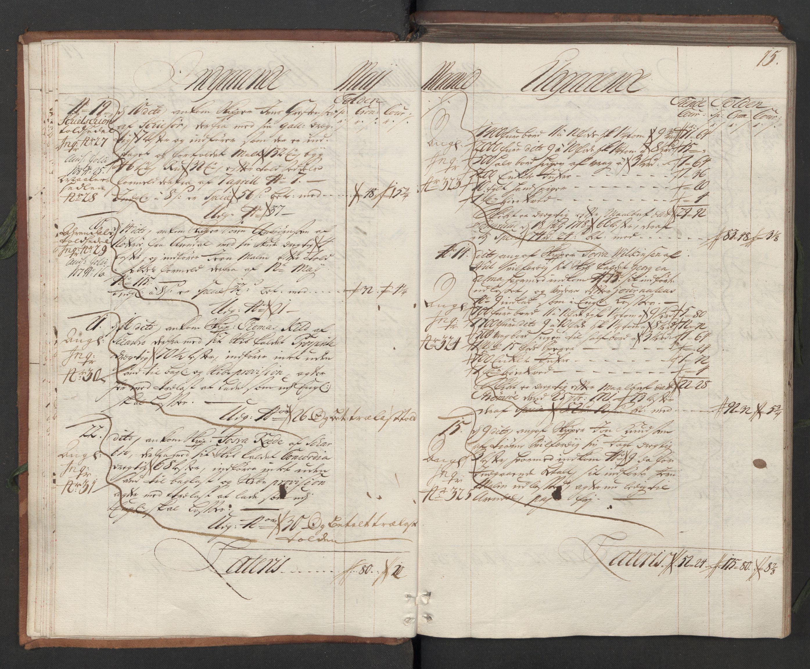 Generaltollkammeret, tollregnskaper, AV/RA-EA-5490/R05/L0012/0001: Tollregnskaper Moss, Son, Krokstad / Hovedtollbok, 1731, p. 14b-15a