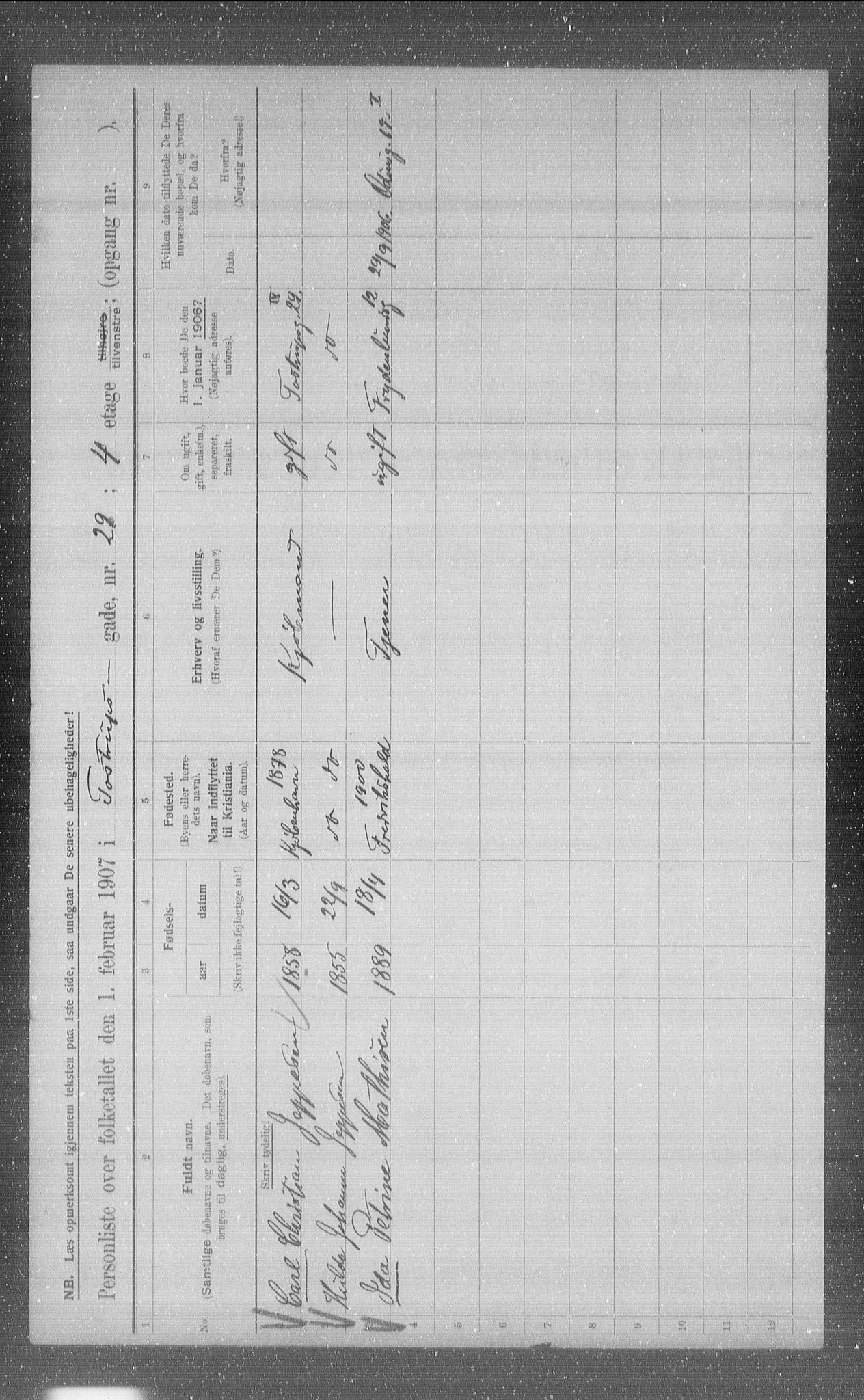 OBA, Municipal Census 1907 for Kristiania, 1907, p. 58679