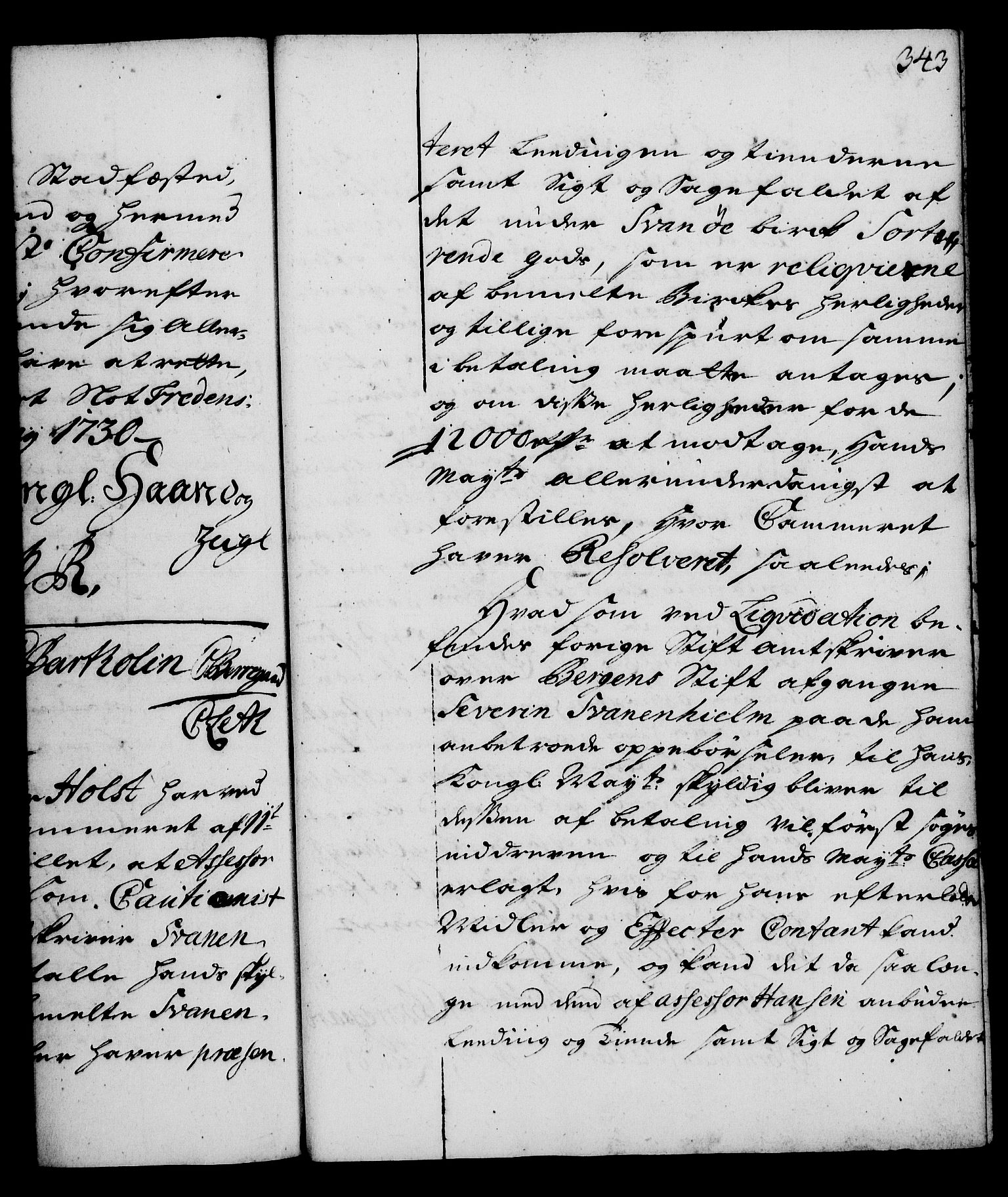 Rentekammeret, Kammerkanselliet, RA/EA-3111/G/Gg/Gga/L0003: Norsk ekspedisjonsprotokoll med register (merket RK 53.3), 1727-1734, p. 343