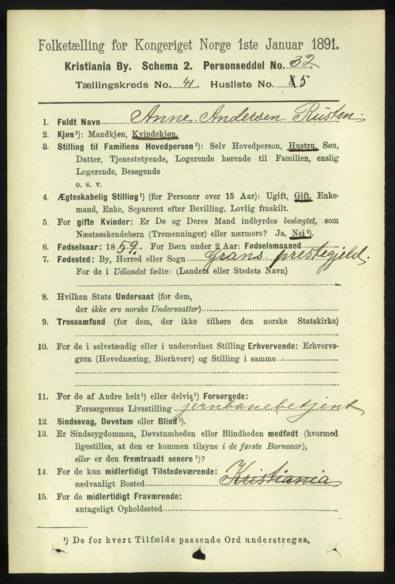 RA, 1891 census for 0301 Kristiania, 1891, p. 24109