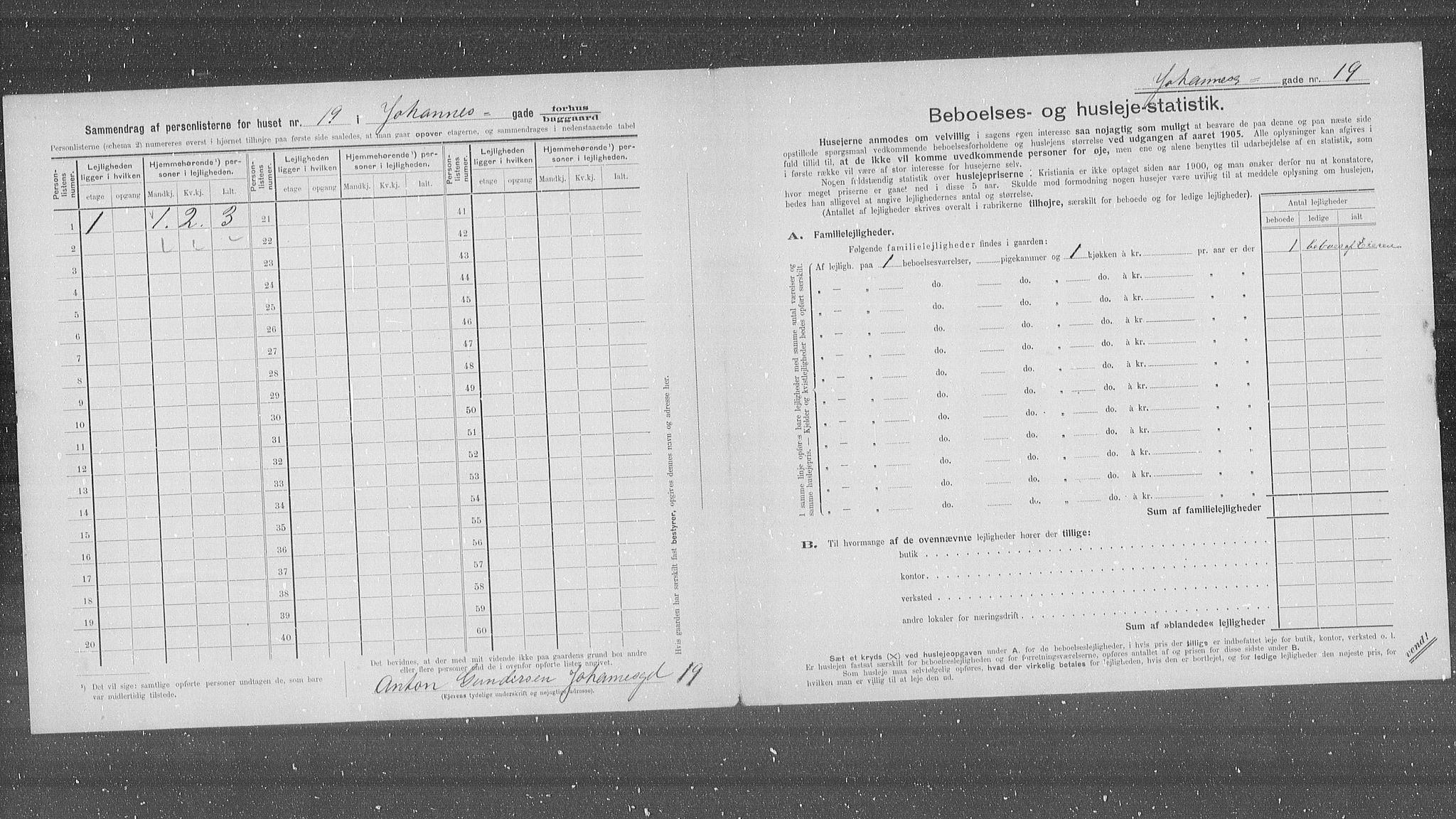 OBA, Municipal Census 1905 for Kristiania, 1905, p. 24809