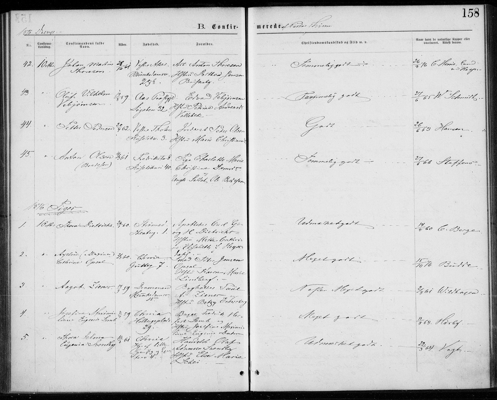 Trefoldighet prestekontor Kirkebøker, SAO/A-10882/F/Fb/L0002: Parish register (official) no. II 2, 1871-1880, p. 158