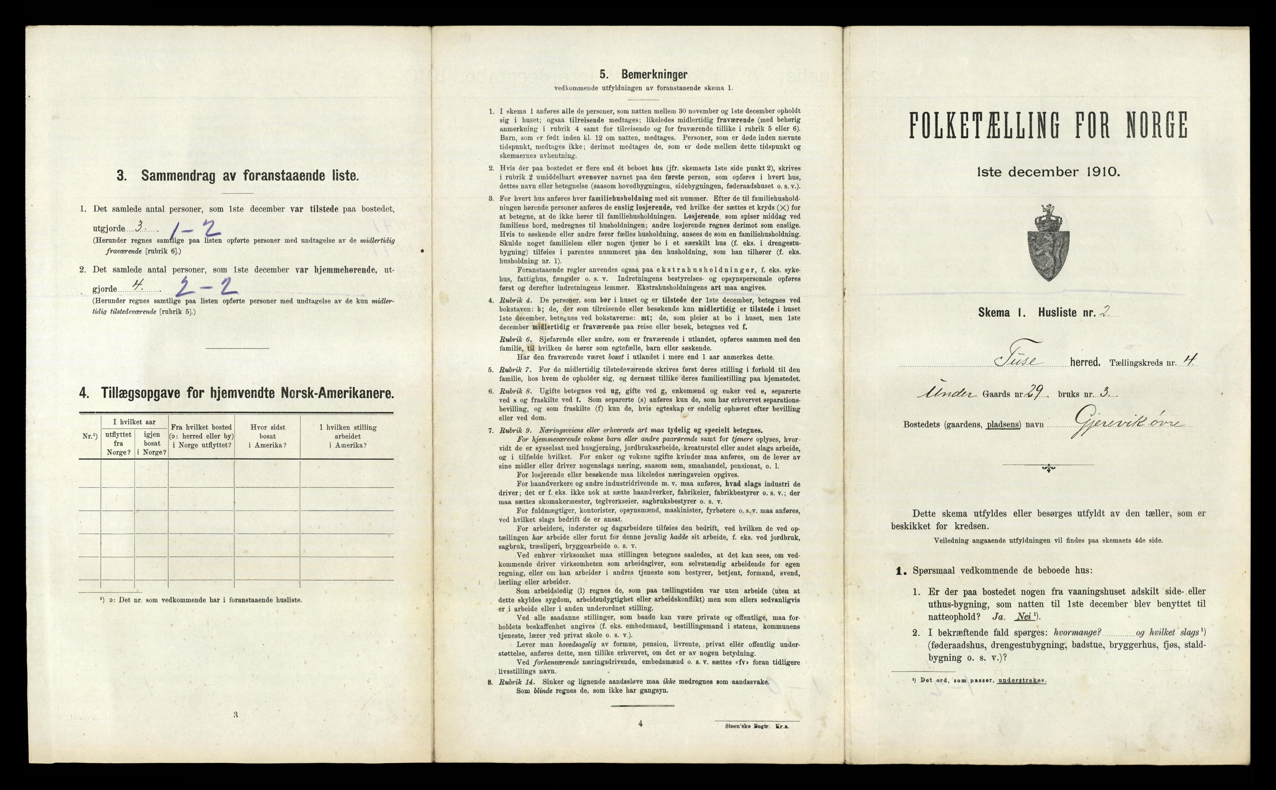 RA, 1910 census for Fusa, 1910, p. 294