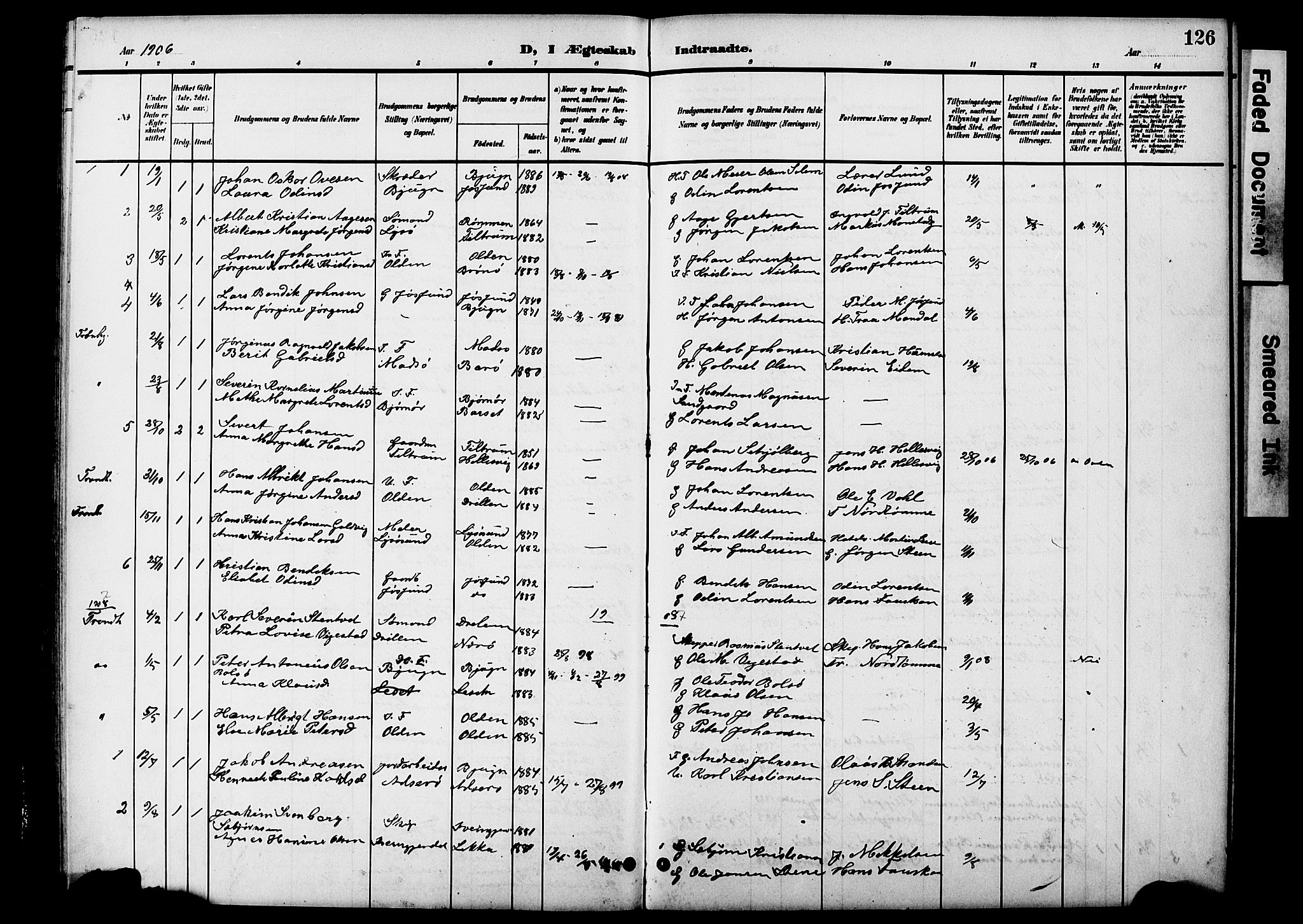 Ministerialprotokoller, klokkerbøker og fødselsregistre - Sør-Trøndelag, SAT/A-1456/654/L0666: Parish register (copy) no. 654C02, 1901-1925, p. 126