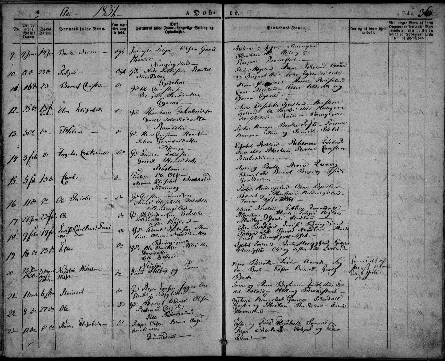 Lyngdal sokneprestkontor, AV/SAK-1111-0029/F/Fa/Fac/L0007: Parish register (official) no. A 7, 1825-1838, p. 36