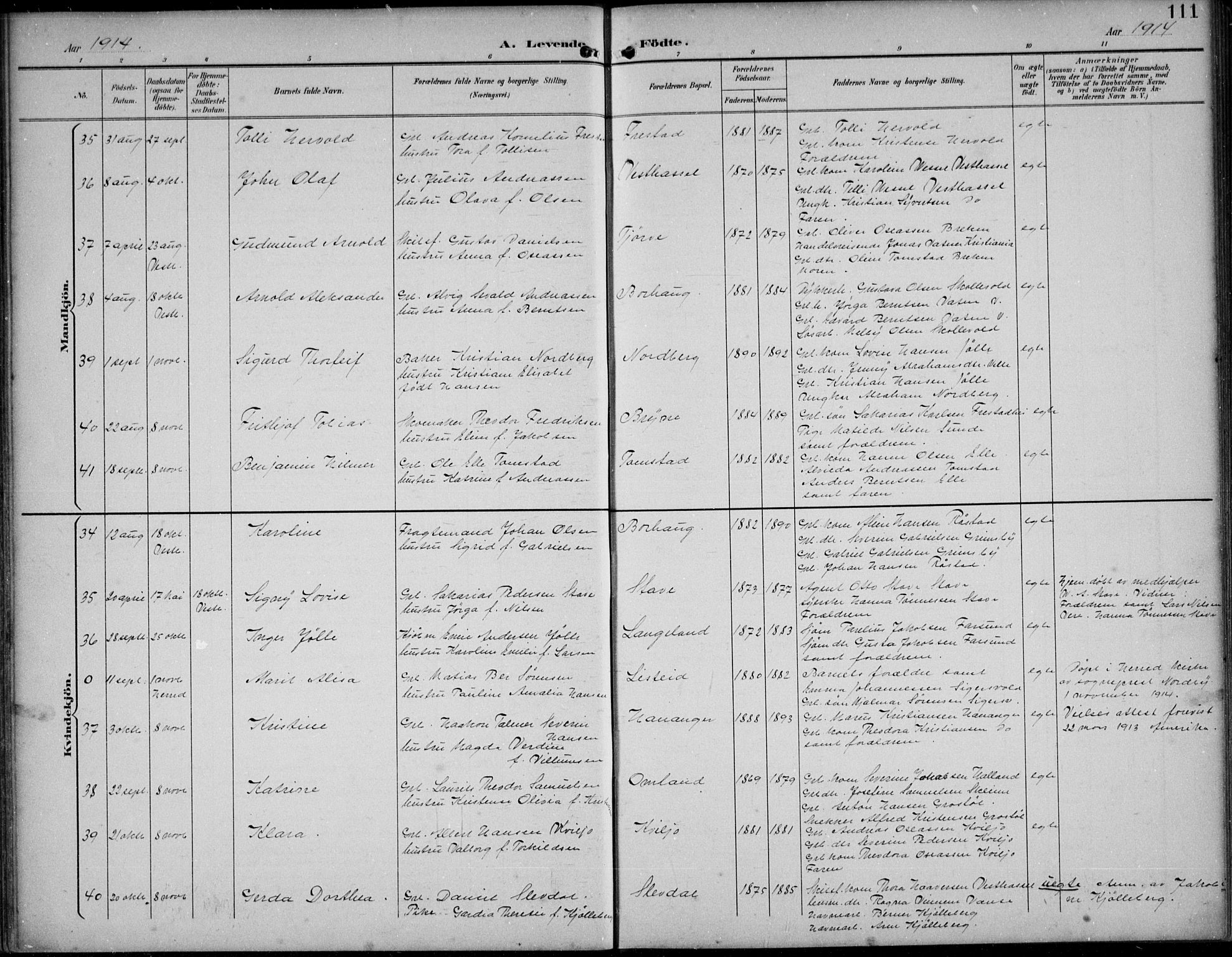 Lista sokneprestkontor, AV/SAK-1111-0027/F/Fb/L0005: Parish register (copy) no. B 5, 1892-1923, p. 111