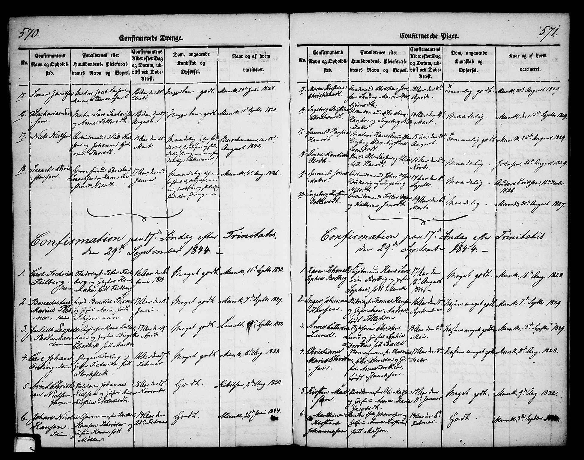 Skien kirkebøker, SAKO/A-302/F/Fa/L0006b: Parish register (official) no. 6B, 1843-1846, p. 570-571