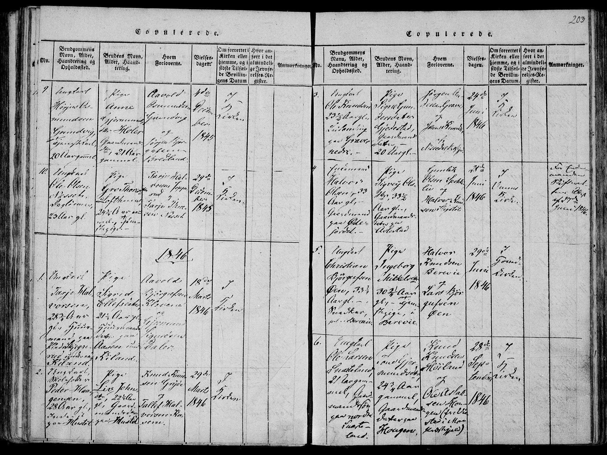 Fyresdal kirkebøker, SAKO/A-263/F/Fa/L0004: Parish register (official) no. I 4, 1815-1854, p. 203