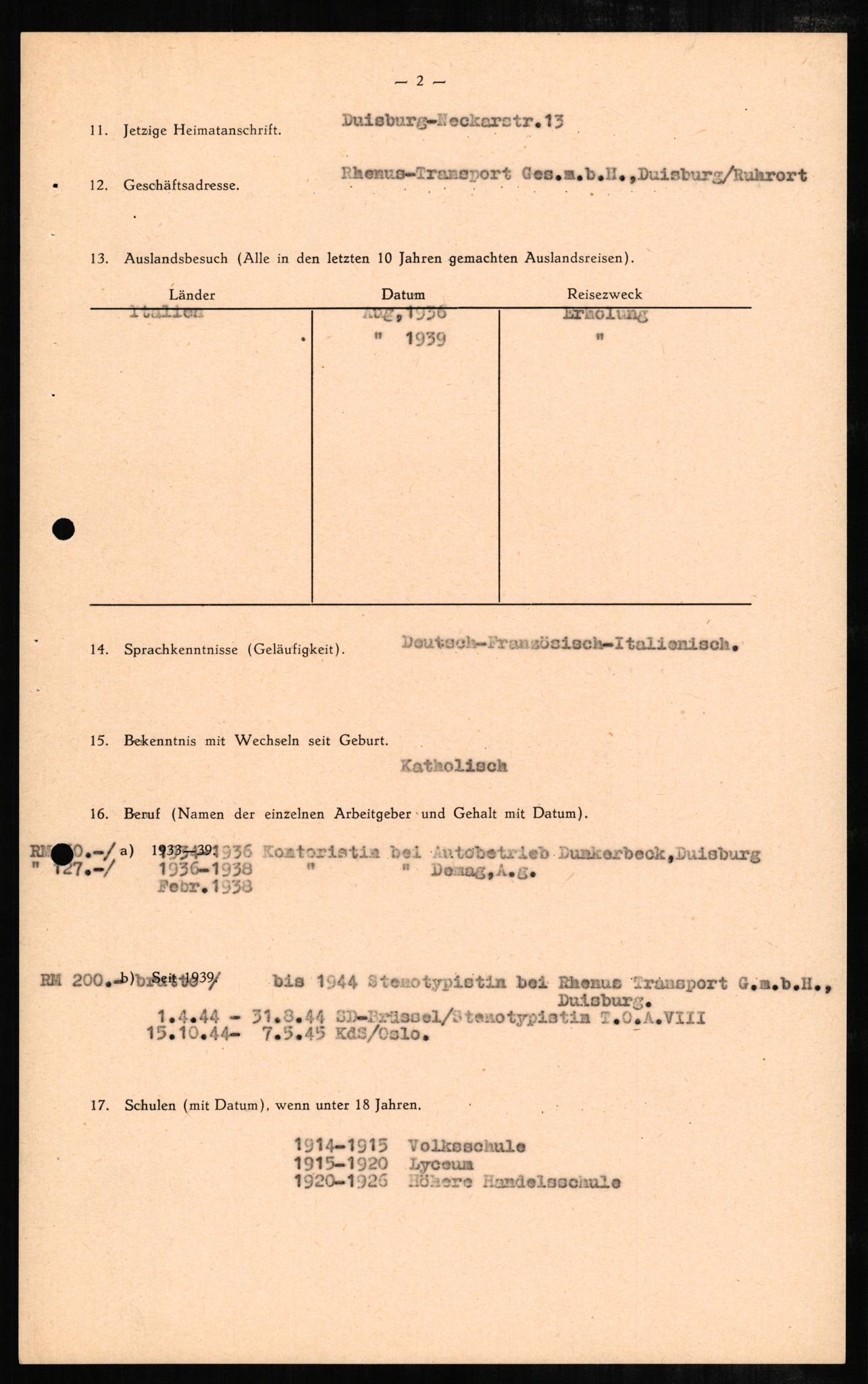 Forsvaret, Forsvarets overkommando II, AV/RA-RAFA-3915/D/Db/L0002: CI Questionaires. Tyske okkupasjonsstyrker i Norge. Tyskere., 1945-1946, p. 475