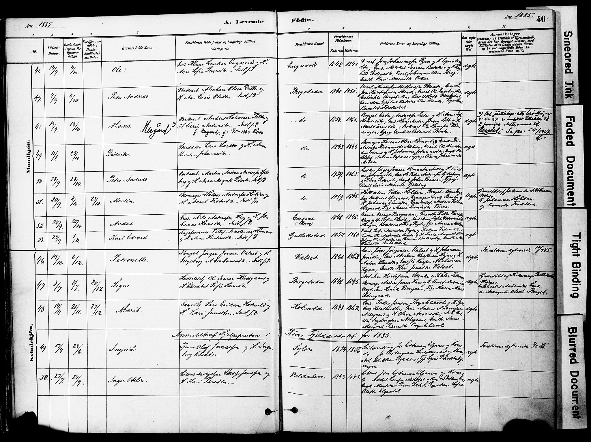 Ministerialprotokoller, klokkerbøker og fødselsregistre - Sør-Trøndelag, AV/SAT-A-1456/681/L0933: Parish register (official) no. 681A11, 1879-1890, p. 46