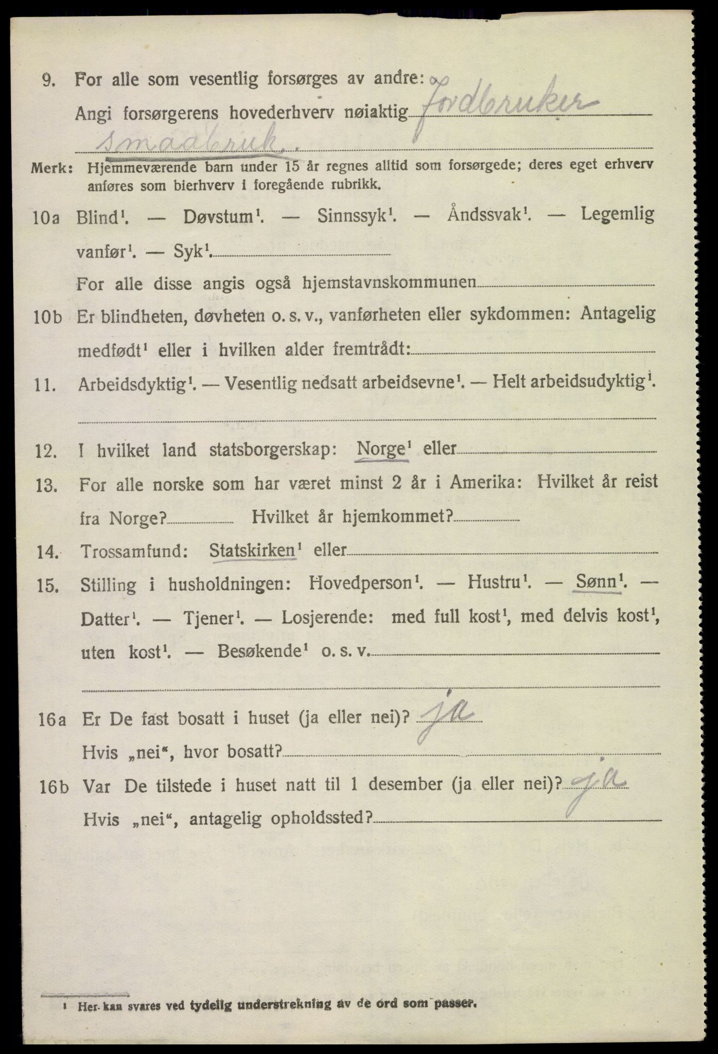 SAH, 1920 census for Ringebu, 1920, p. 10878