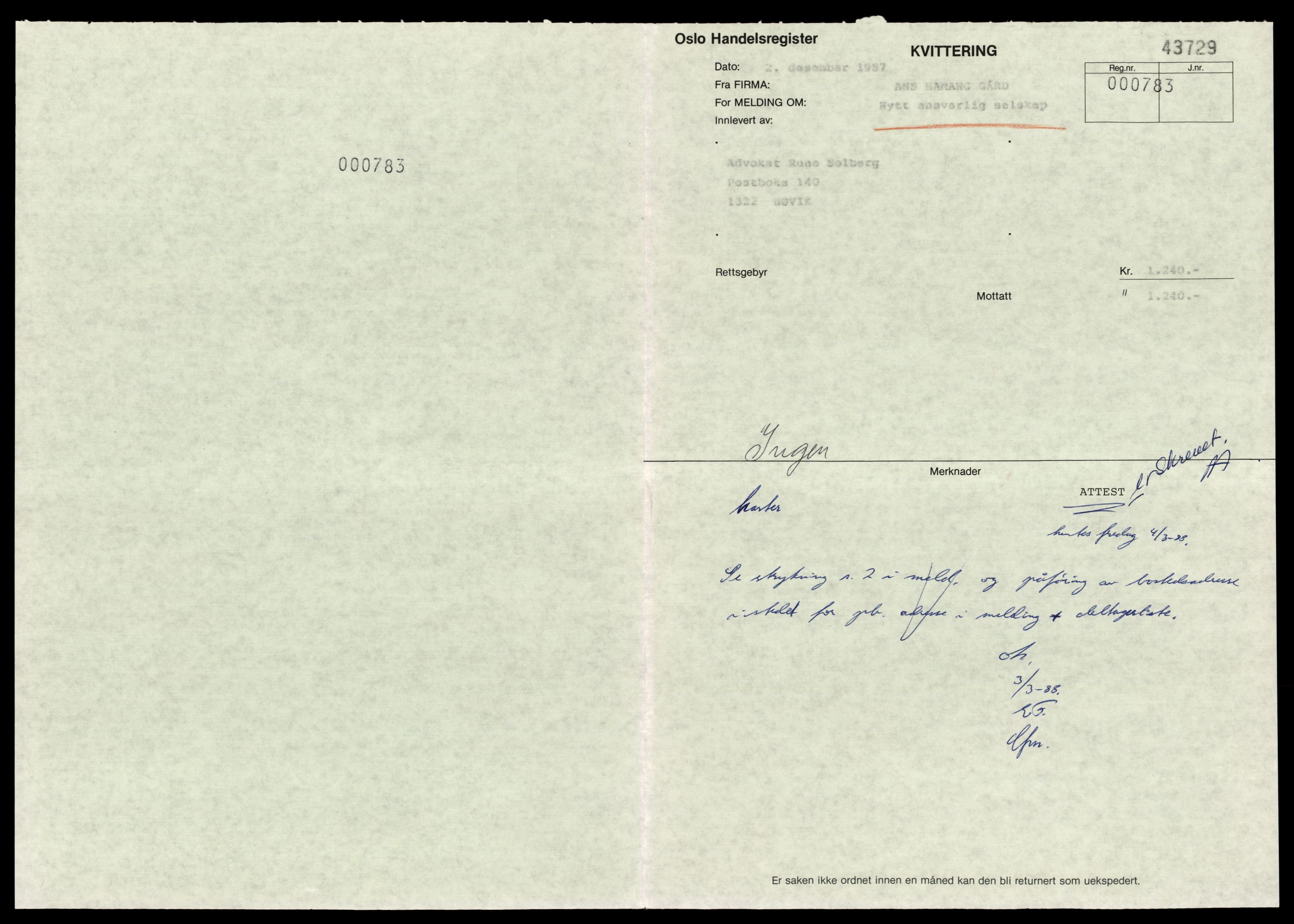 Oslo byfogd, Handelsregisteret, SAT/A-10867/G/Gc/Gca/L0302: Ikke konverterte foretak, Hama-Hamz, 1890-1990, p. 1