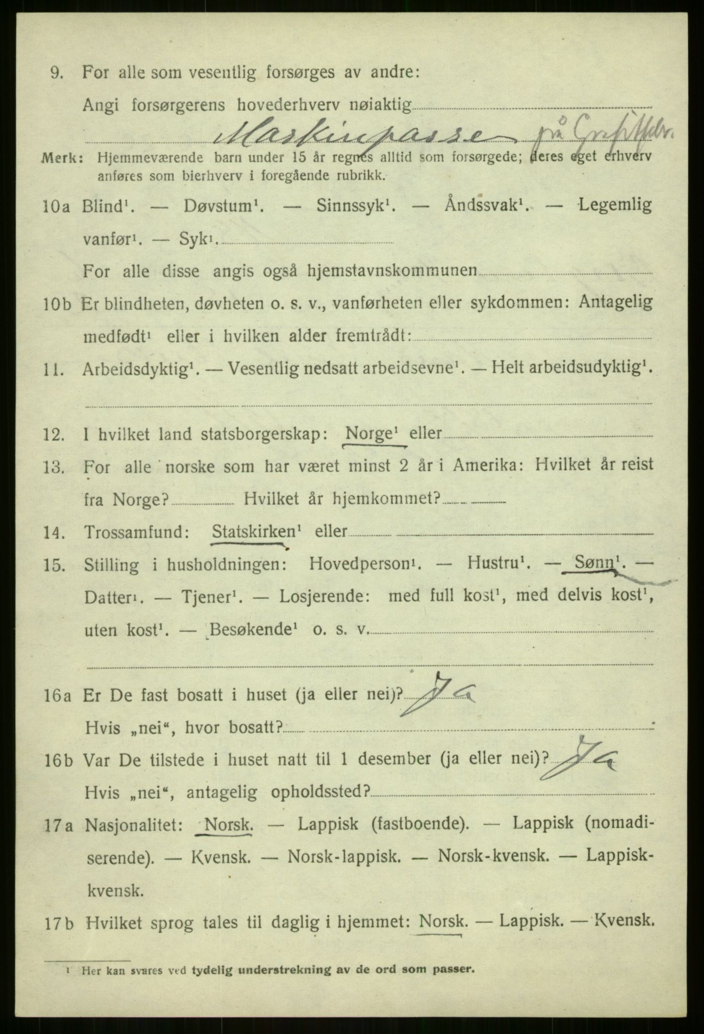 SATØ, 1920 census for Berg, 1920, p. 2148