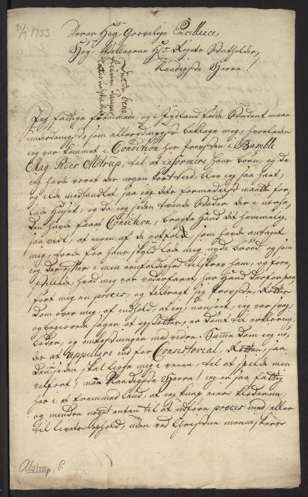 Stattholderembetet 1572-1771, AV/RA-EA-2870/Ef/L0107: Brev fra embetsmenn og andre, 1733-1734, p. 126