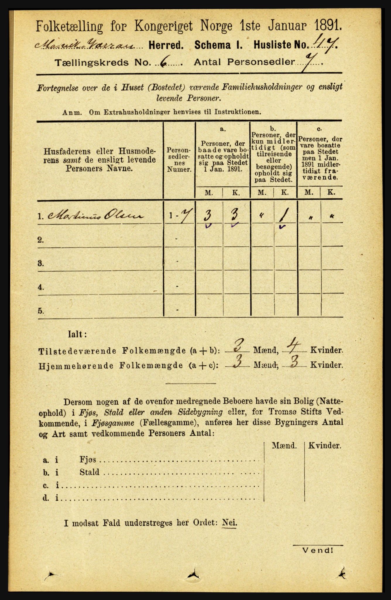 RA, 1891 census for 1723 Mosvik og Verran, 1891, p. 2434