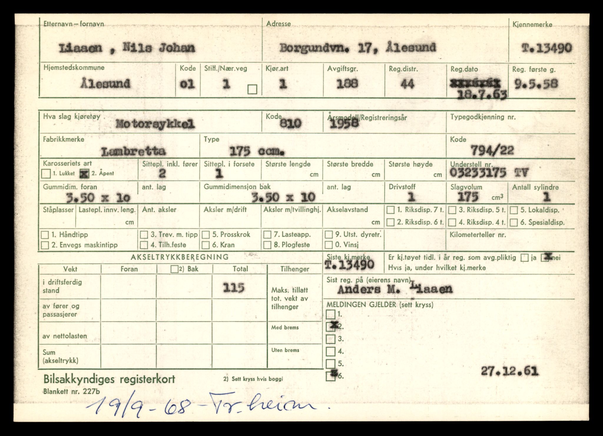 Møre og Romsdal vegkontor - Ålesund trafikkstasjon, AV/SAT-A-4099/F/Fe/L0039: Registreringskort for kjøretøy T 13361 - T 13530, 1927-1998, p. 2269