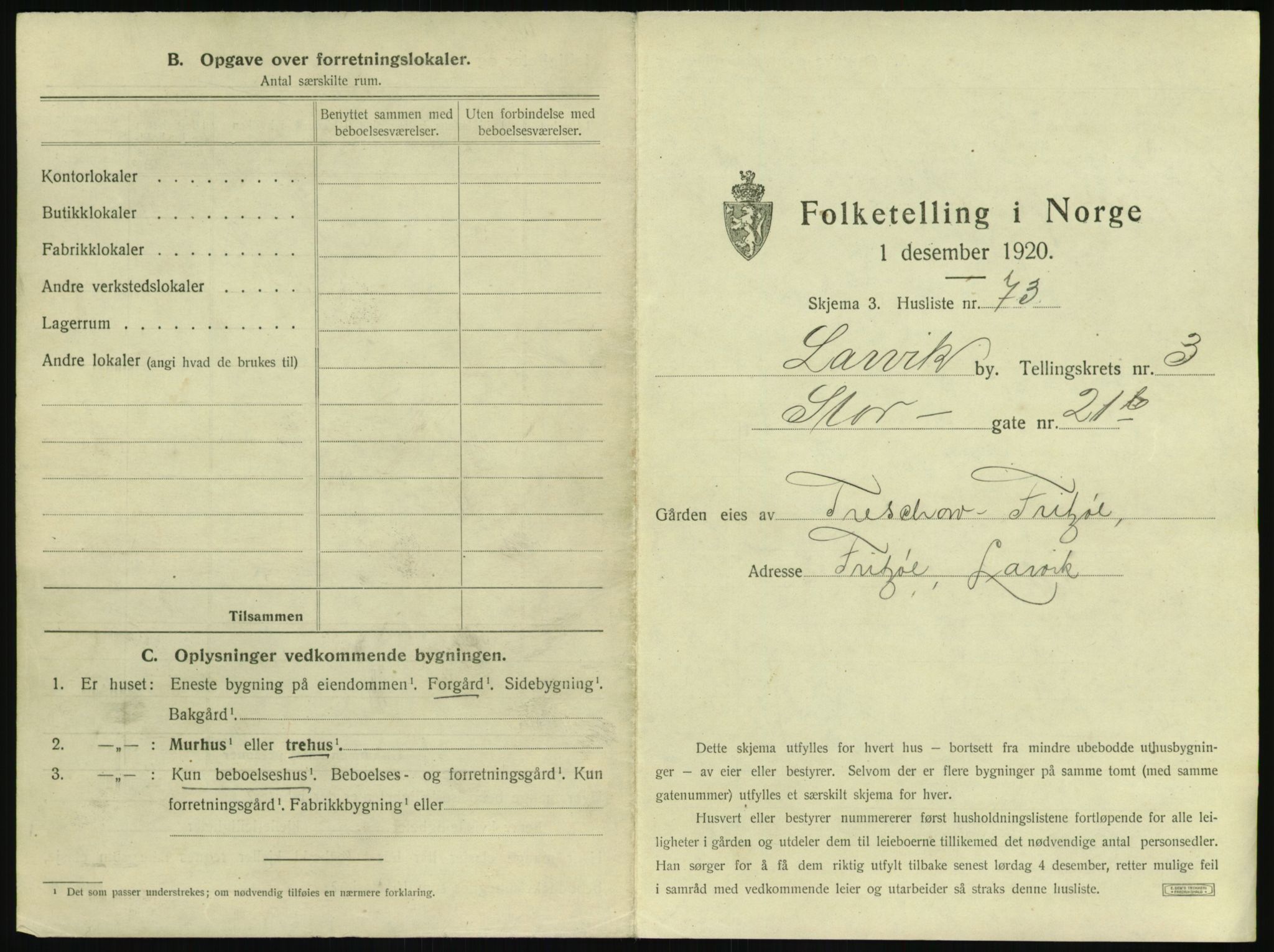 SAKO, 1920 census for Larvik, 1920, p. 744