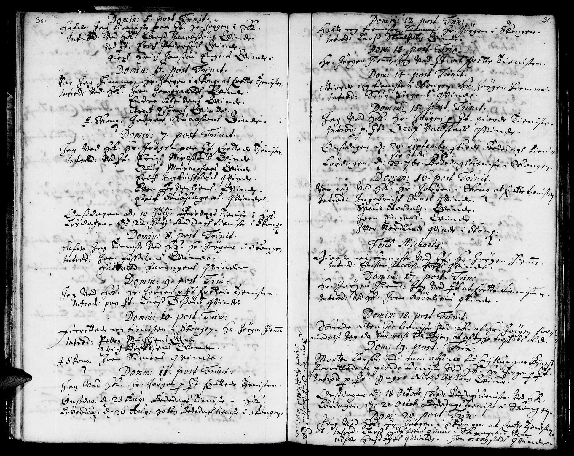 Ministerialprotokoller, klokkerbøker og fødselsregistre - Sør-Trøndelag, AV/SAT-A-1456/668/L0801: Parish register (official) no. 668A01, 1695-1716, p. 30-31