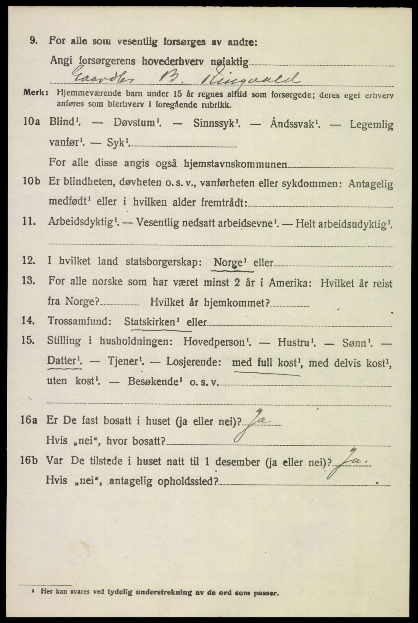 SAH, 1920 census for Vestre Toten, 1920, p. 5887