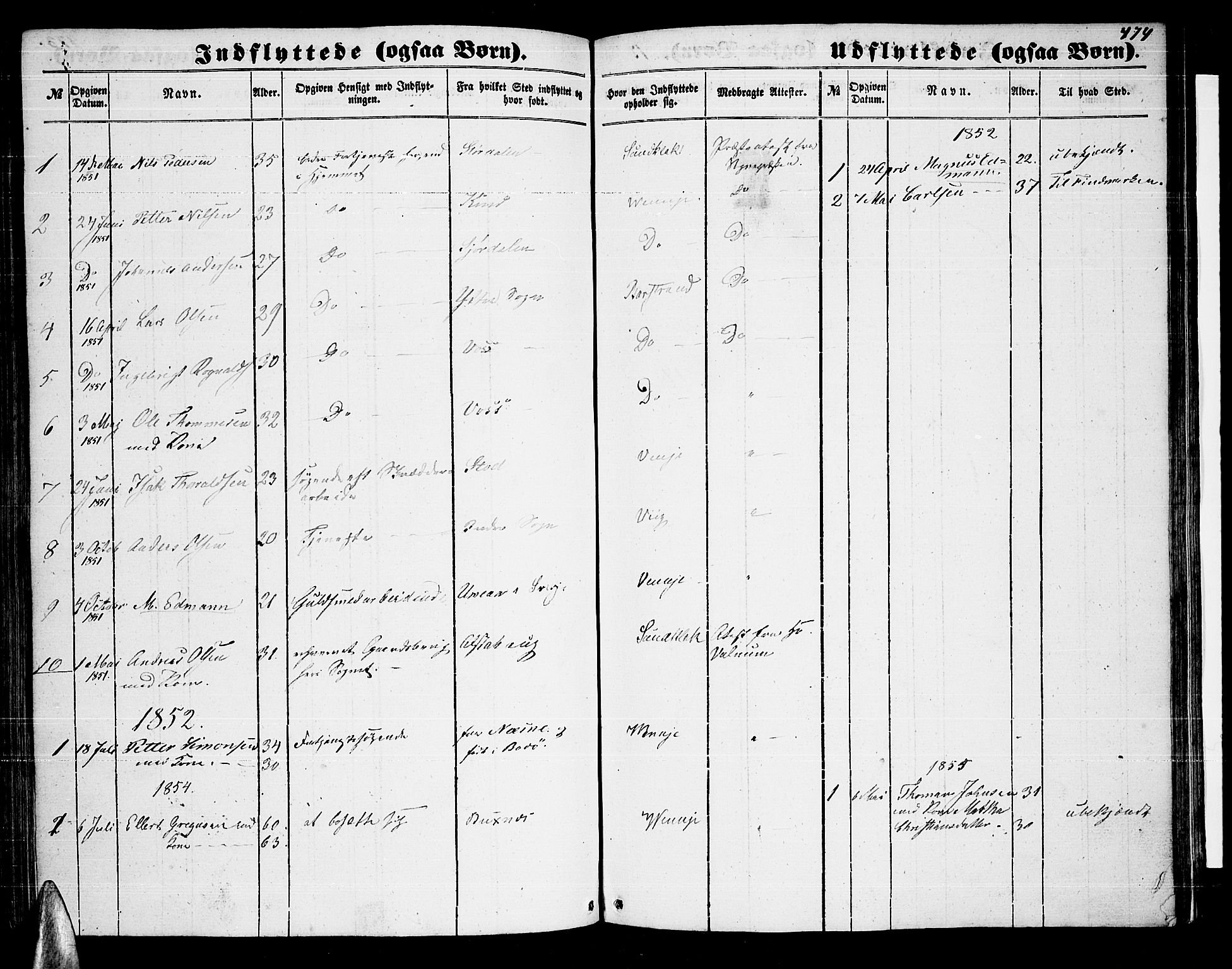 Ministerialprotokoller, klokkerbøker og fødselsregistre - Nordland, SAT/A-1459/876/L1102: Parish register (copy) no. 876C01, 1852-1886, p. 474