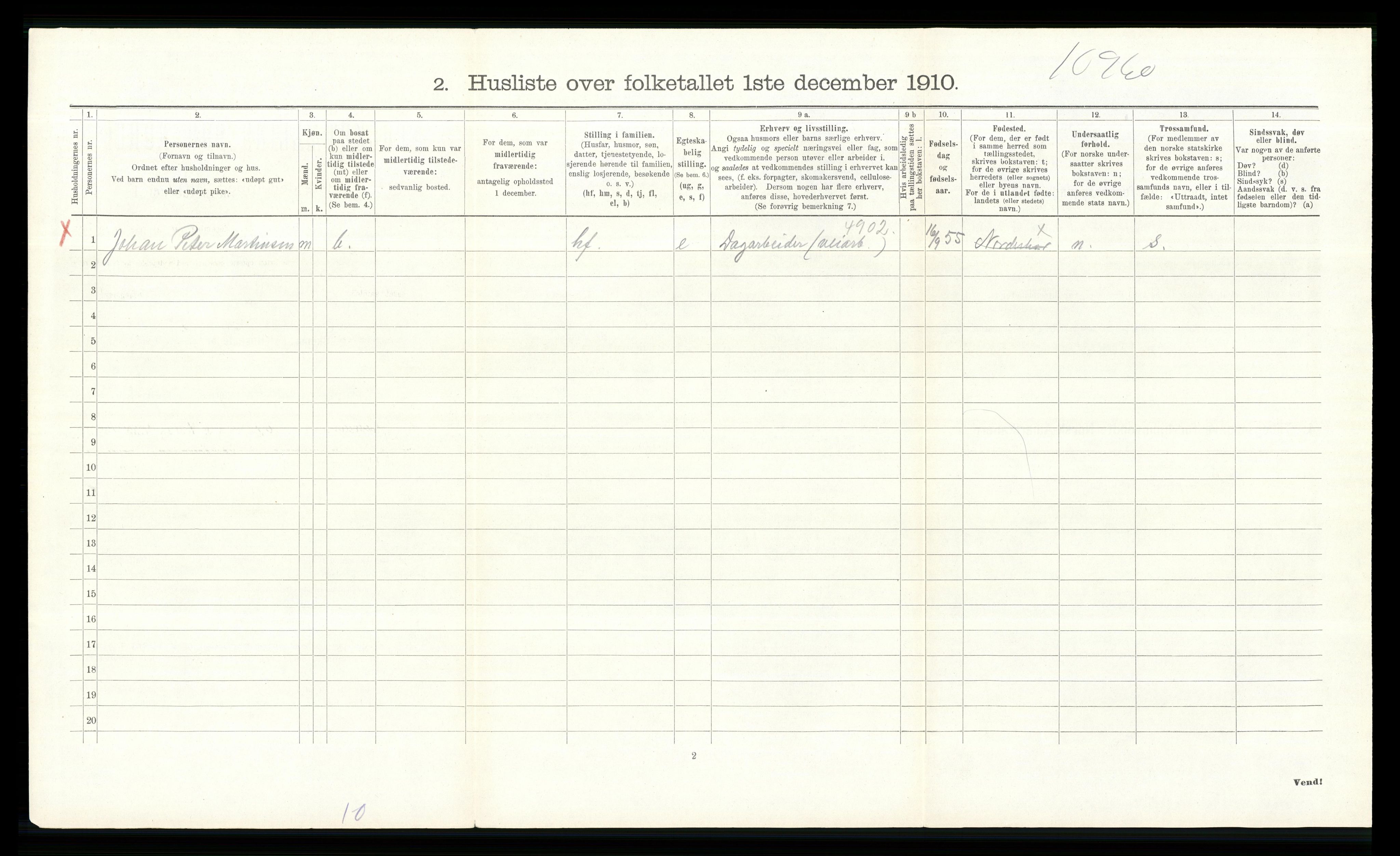 RA, 1910 census for Norderhov, 1910, p. 1765