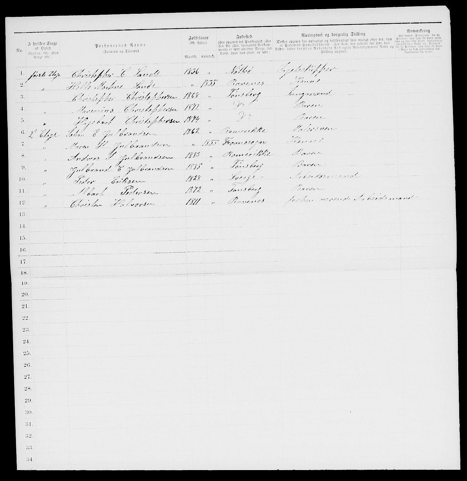 SAKO, 1885 census for 0705 Tønsberg, 1885, p. 919