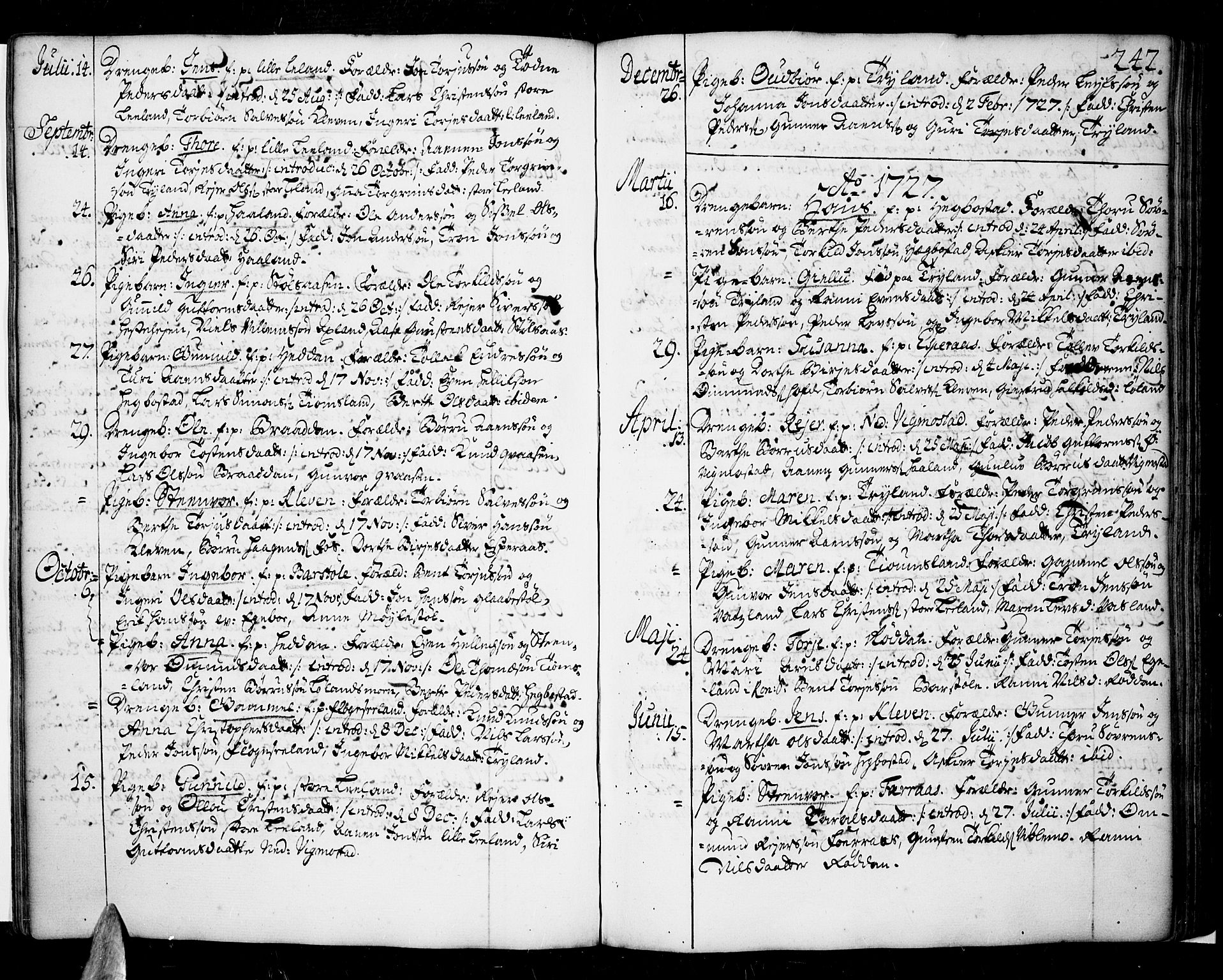 Sør-Audnedal sokneprestkontor, AV/SAK-1111-0039/F/Fa/Fab/L0001: Parish register (official) no. A 1 /3, 1726-1783, p. 242