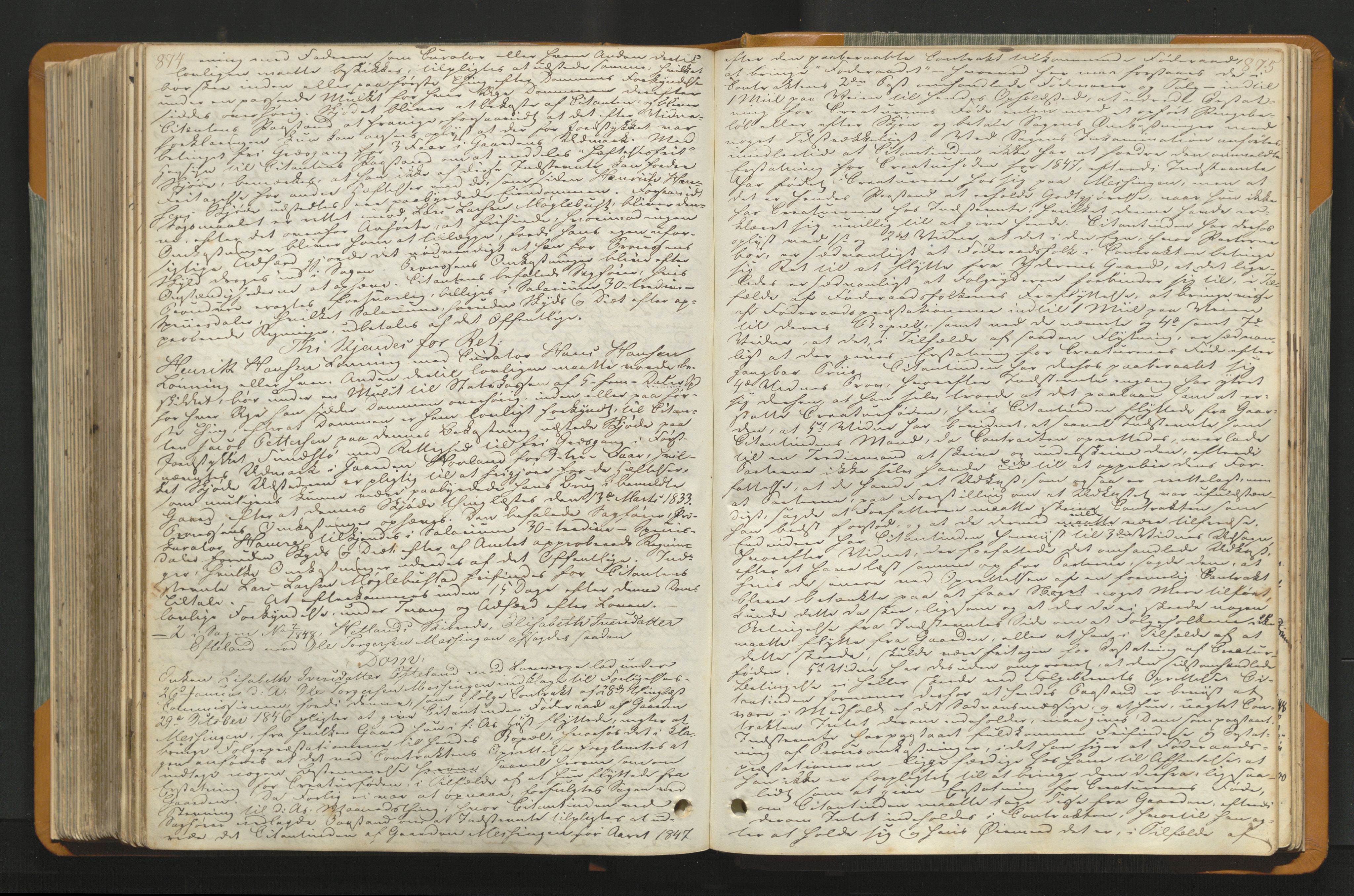 Jæren og Dalane sorenskriveri, AV/SAST-A-100306/3/30/30BAA/L0004: Tingbok for Dalane, 1843-1849, p. 874-875