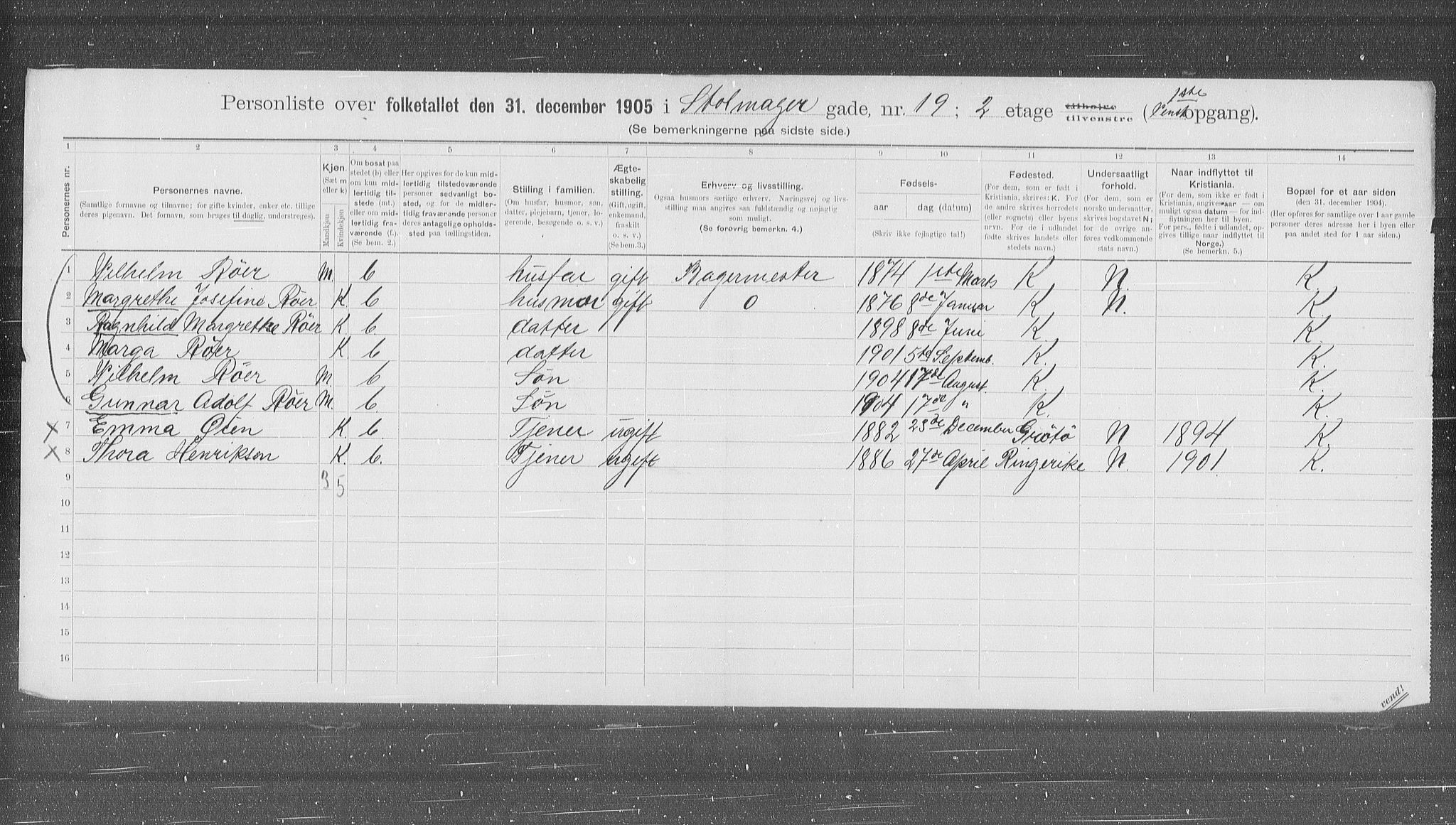 OBA, Municipal Census 1905 for Kristiania, 1905, p. 53755