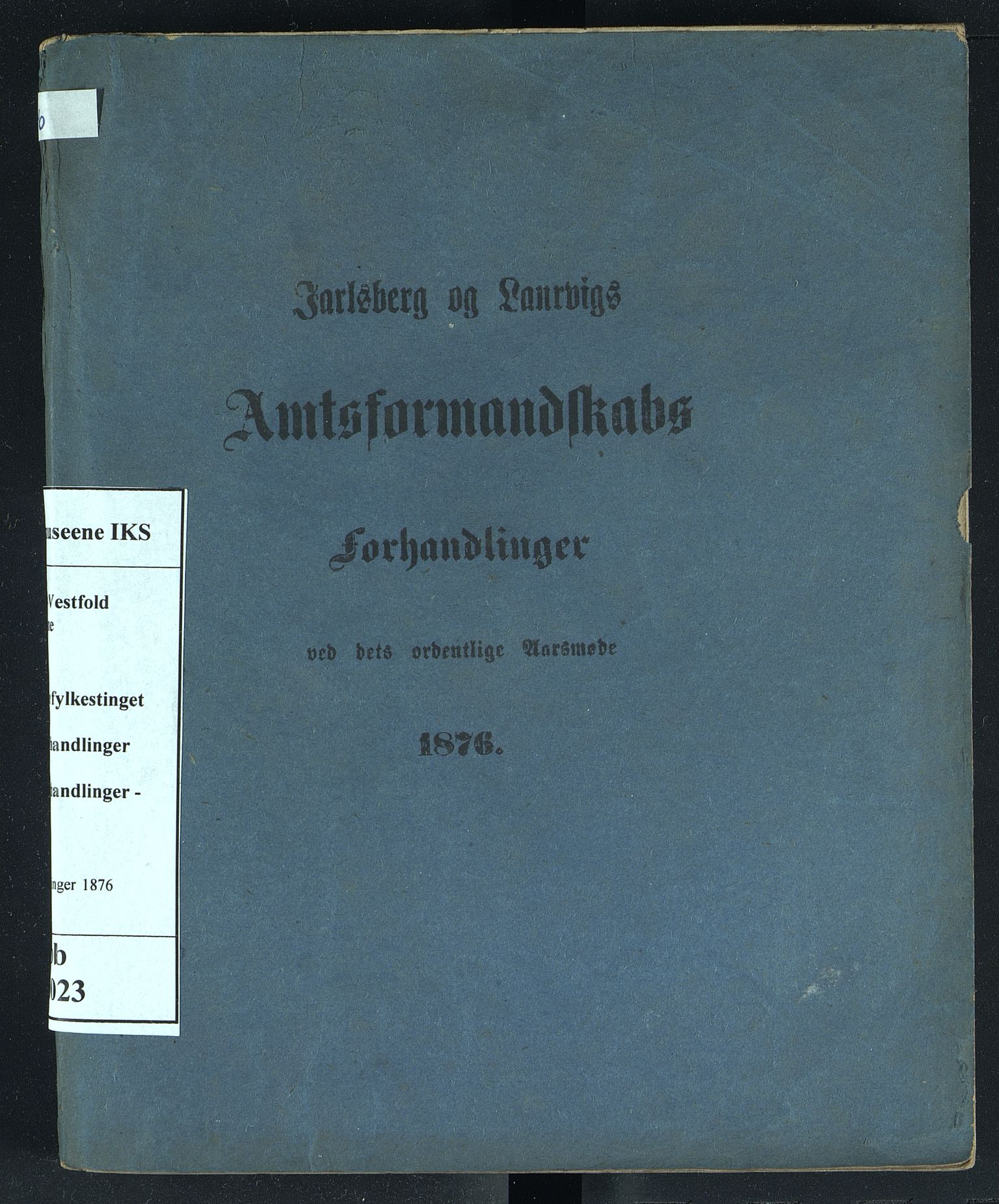 Vestfold fylkeskommune. Fylkestinget, VEMU/A-1315/A/Ab/Abb/L0023: Fylkestingsforhandlinger, 1876